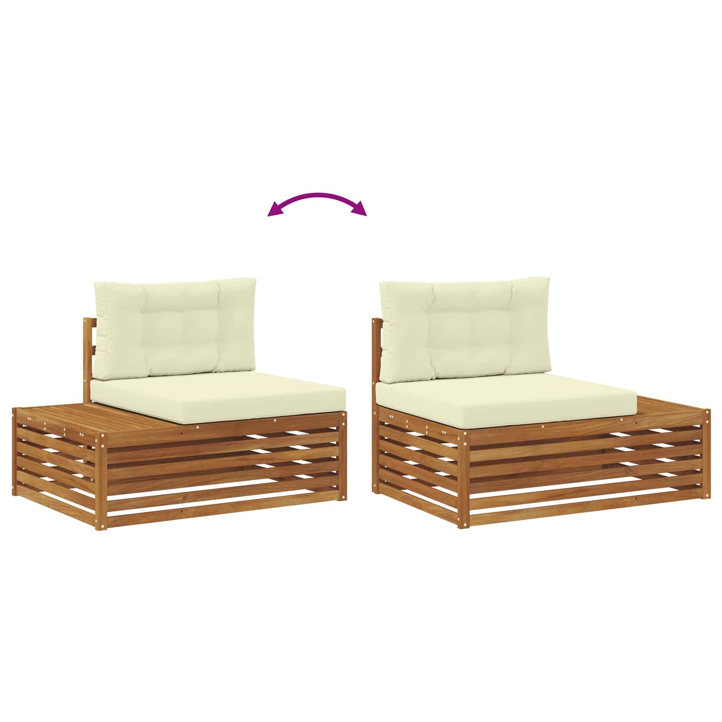 Outdoor-Sofagarnitur mit Kissen 5 Stück Natur und Creme