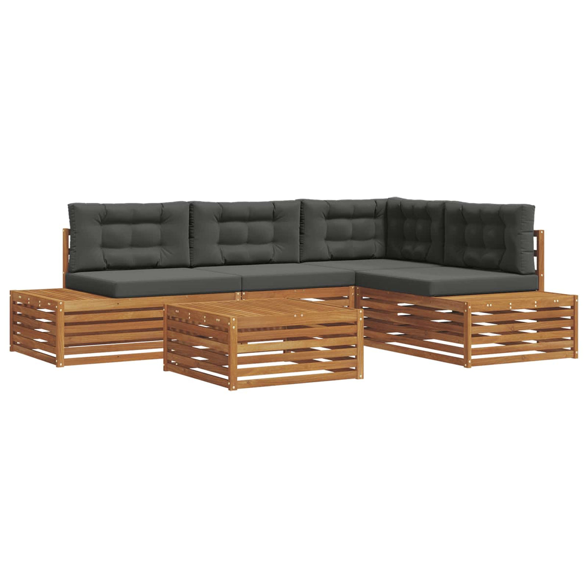 Outdoor-Sofagarnitur mit Kissen 5 Stück Natur und Anthrazit