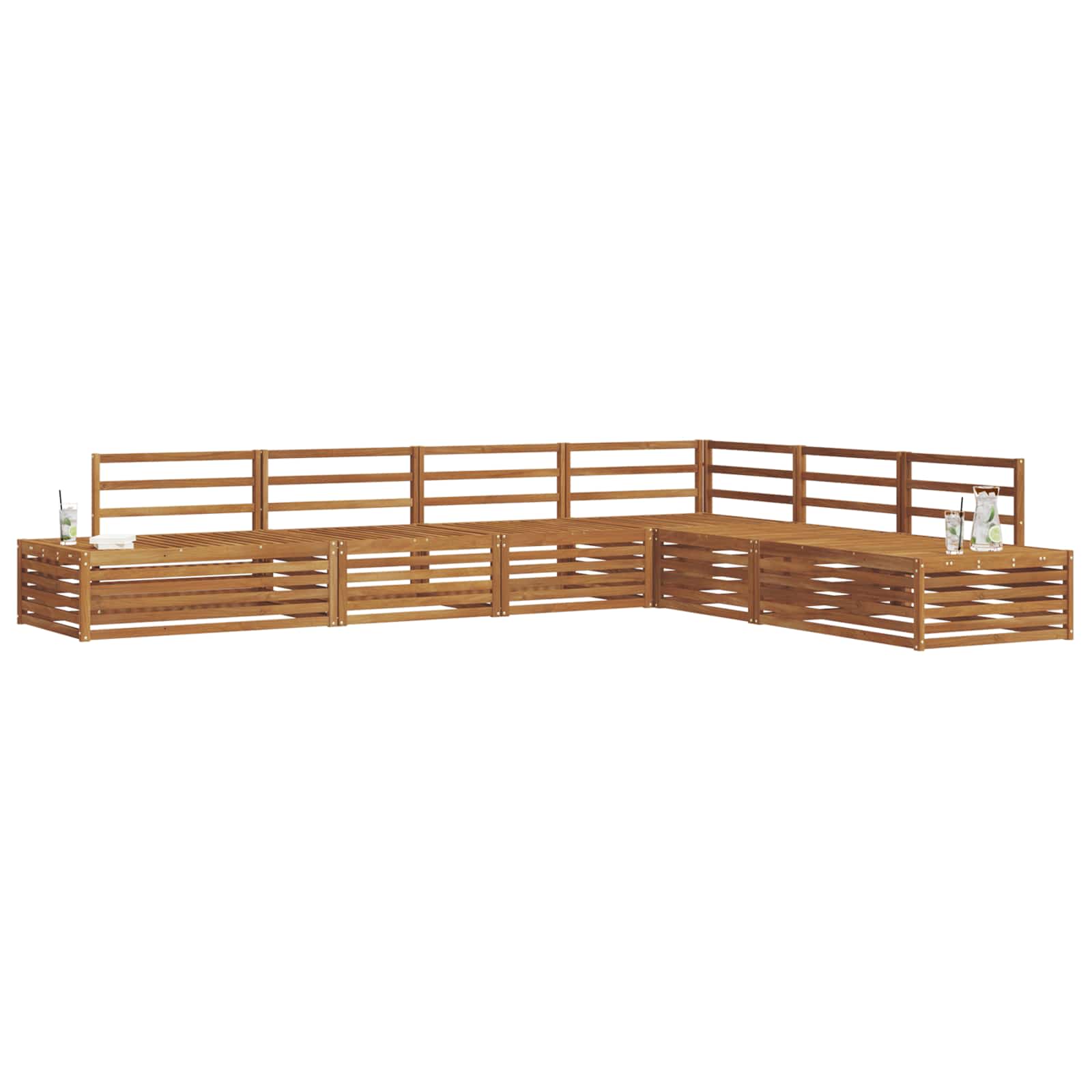 Outdoor-Sofagarnitur 6 Stück Natur Massivholz Akazie