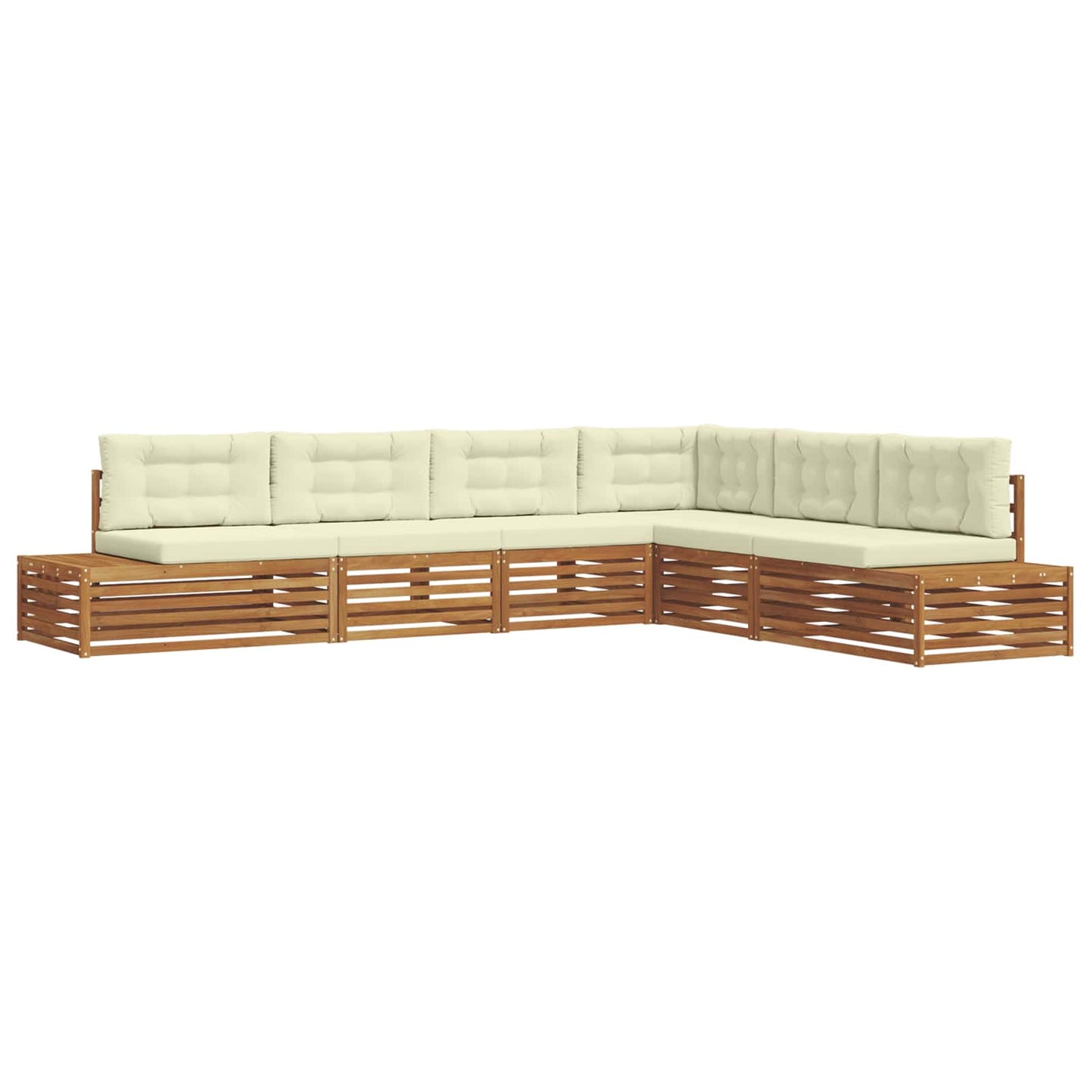 Outdoor-Sofagarnitur mit Kissen 6 Stück Natur und Creme