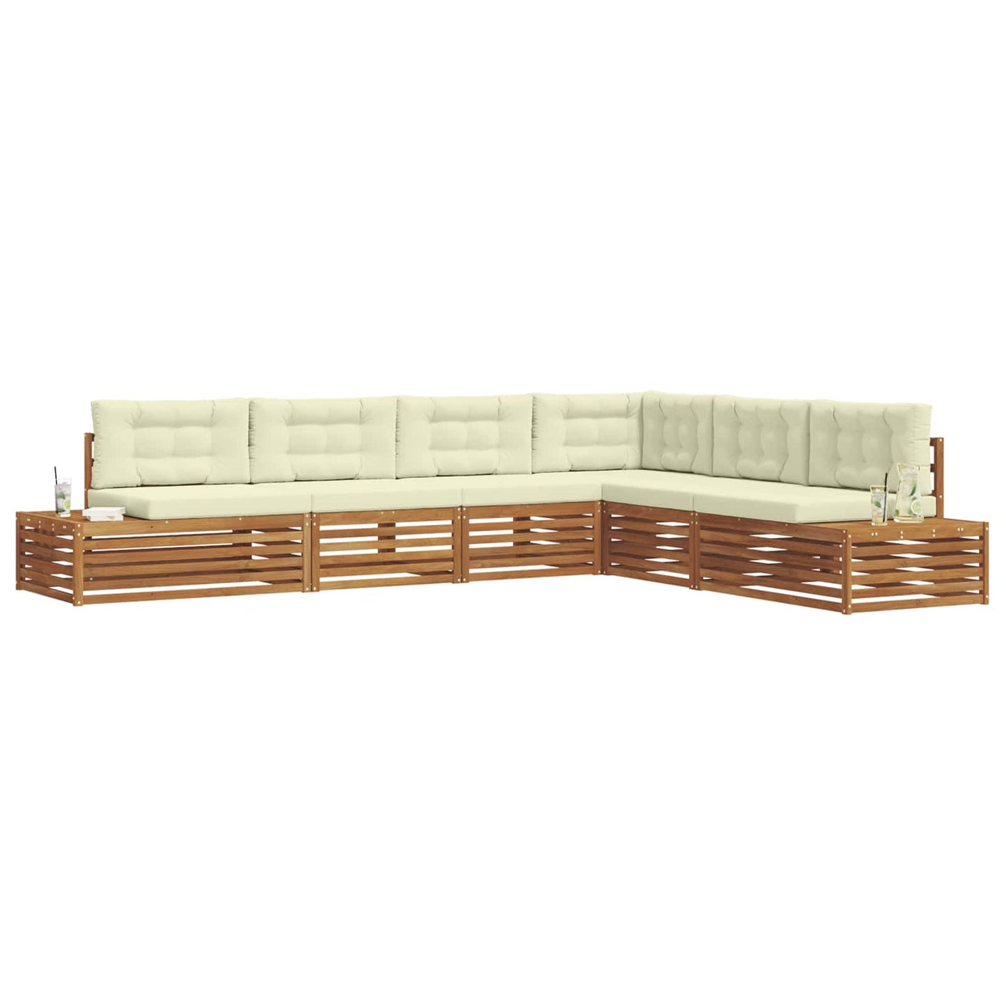 Outdoor-Sofagarnitur mit Kissen 6 Stück Natur und Creme