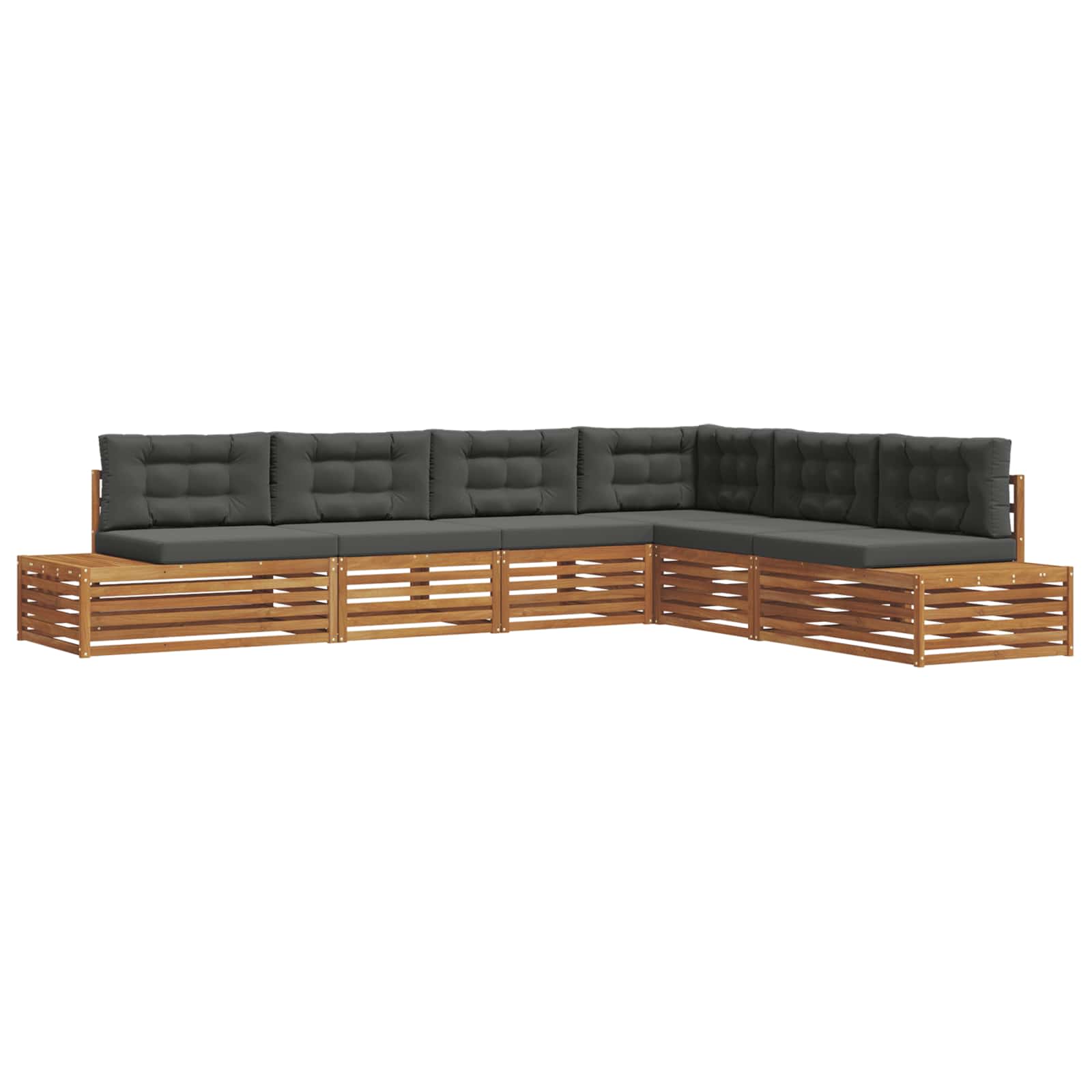 Outdoor-Sofagarnitur mit Kissen 6 Stück Natur und Anthrazit