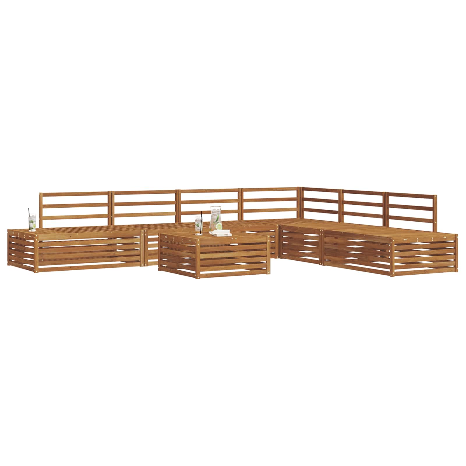 Outdoor-Sofagarnitur 7 Stück Natur Massivholz Akazie