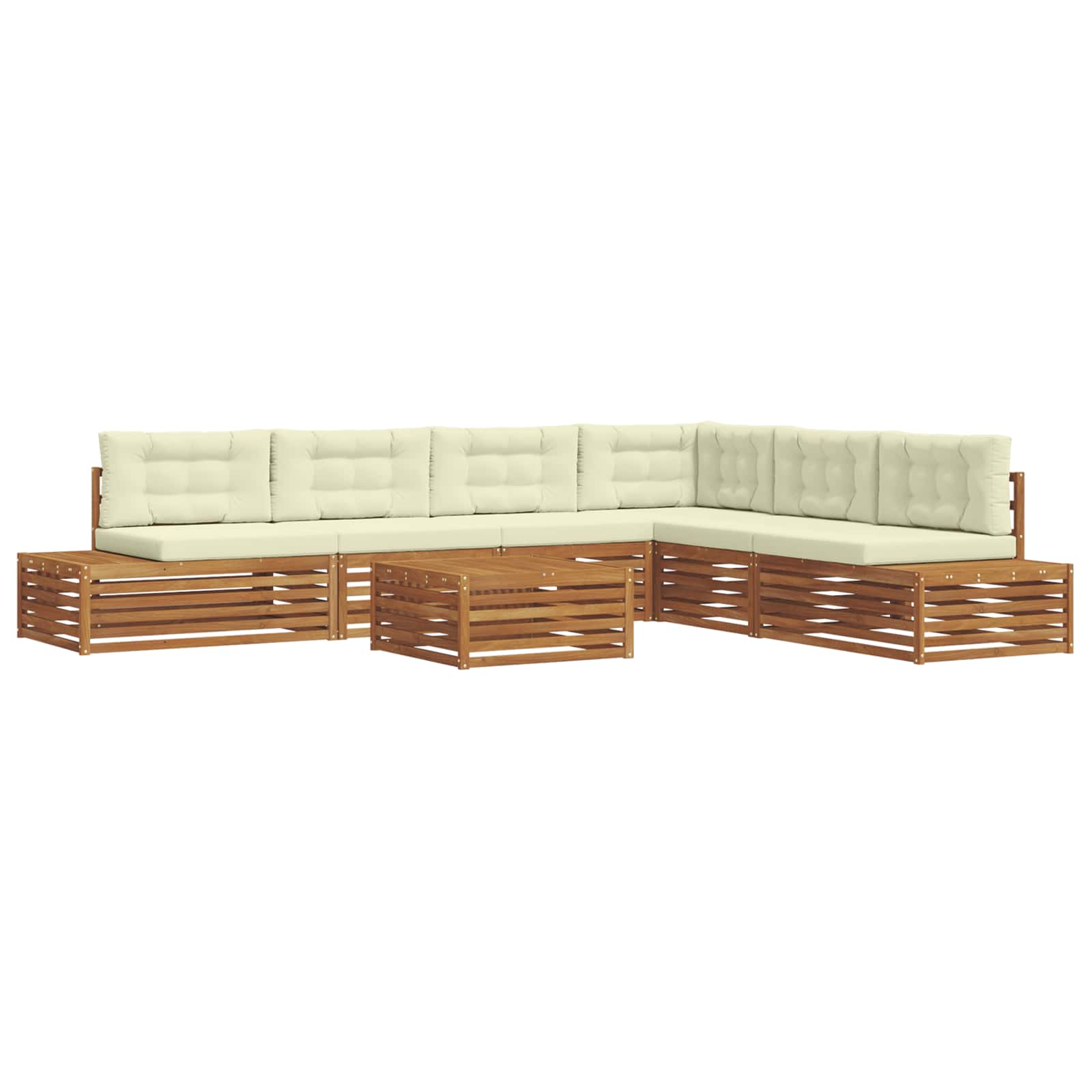 Outdoor-Sofagarnitur mit Kissen 7 Stück Natur und Creme