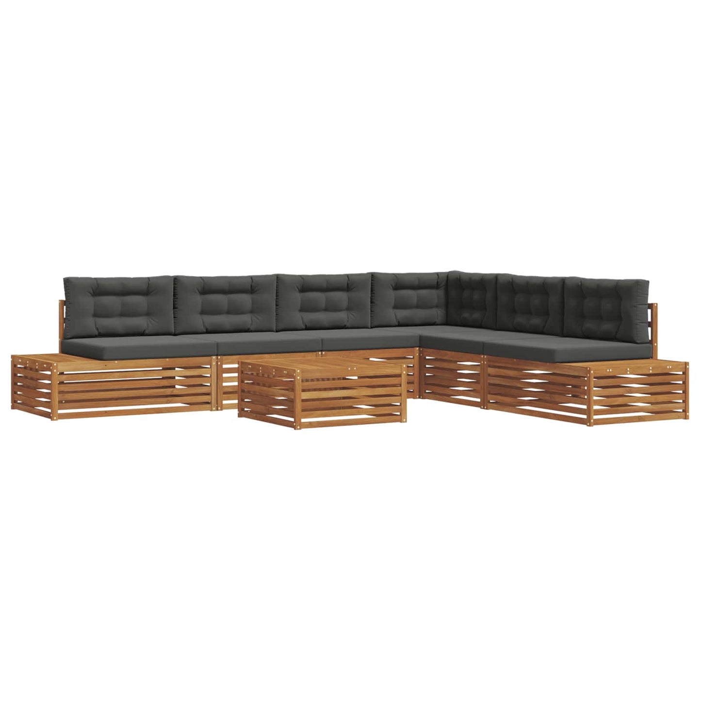 Outdoor-Sofagarnitur mit Kissen 7 Stück Natur und Anthrazit