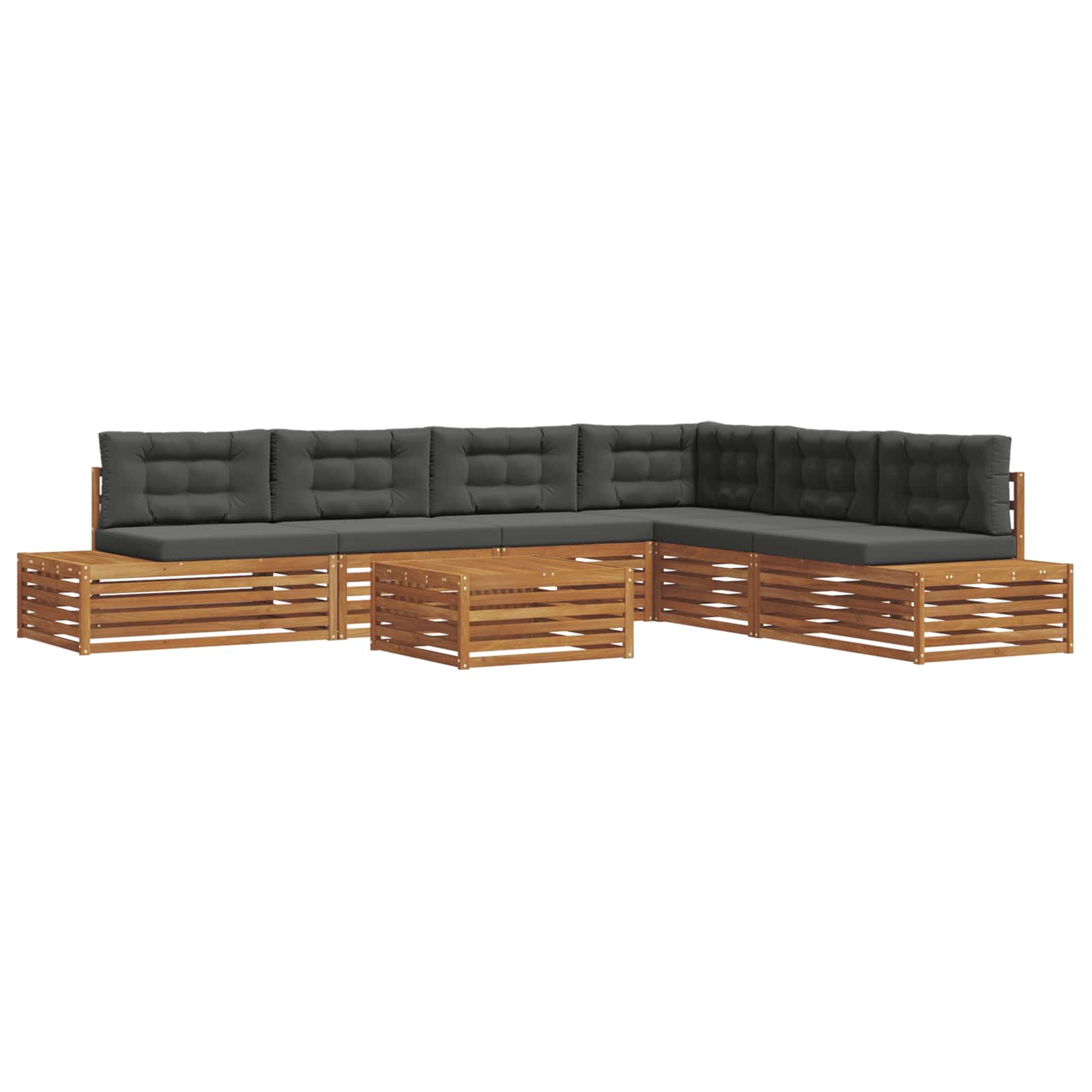Outdoor-Sofagarnitur mit Kissen 7 Stück Natur und Anthrazit
