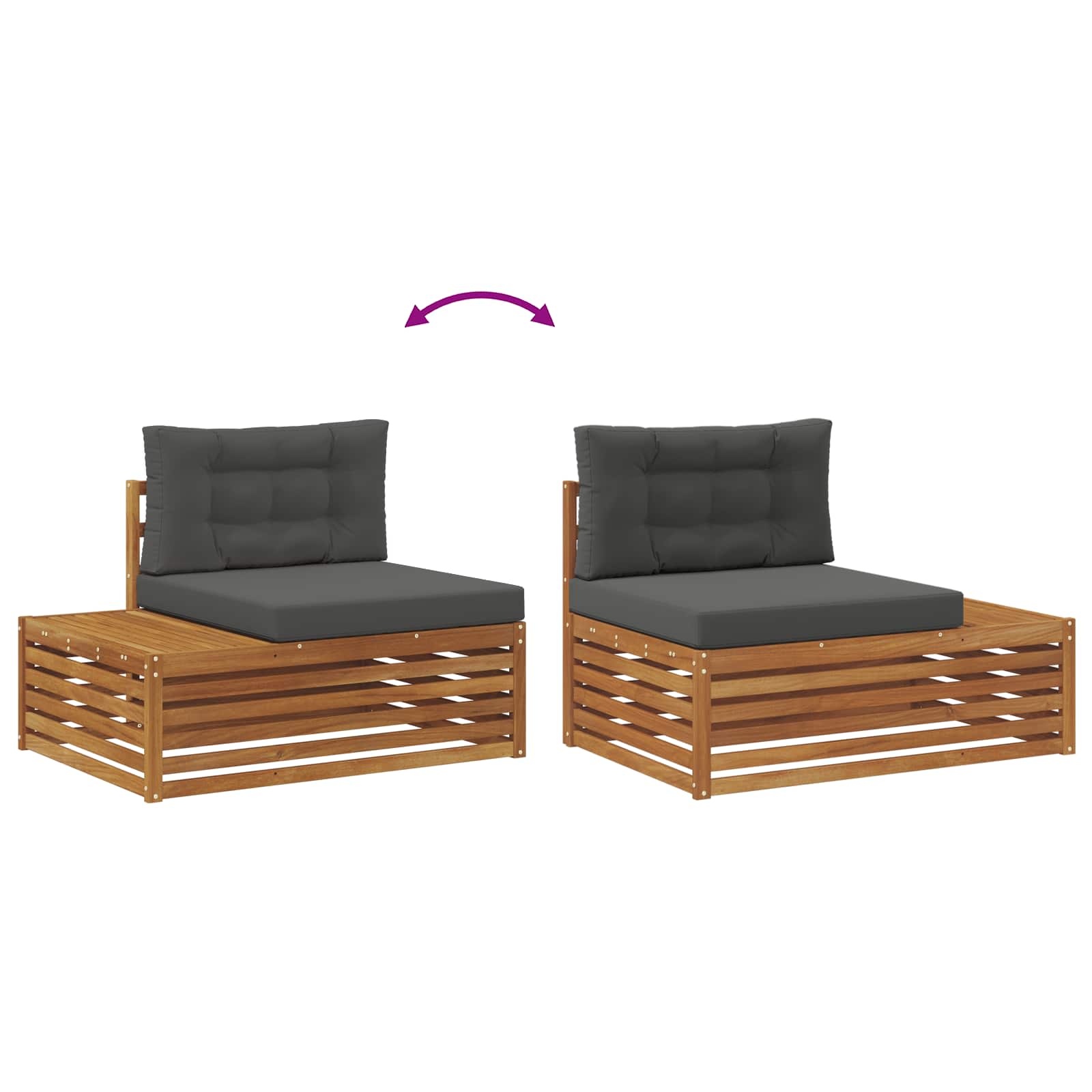 Outdoor-Sofagarnitur mit Kissen 7 Stück Natur und Anthrazit