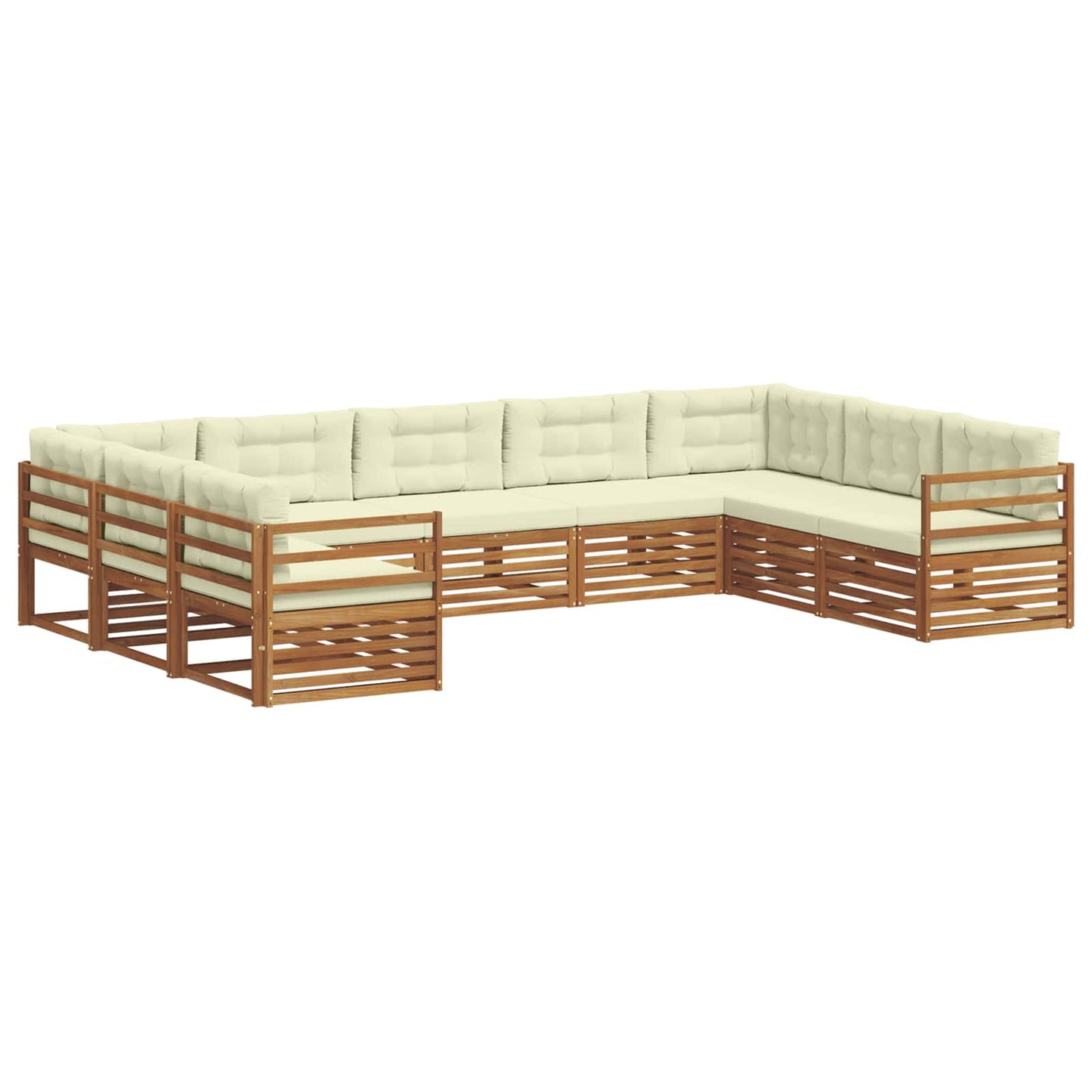 Outdoor-Sofagarnitur 9 pcs Natur und Creme Massivholz Akazie