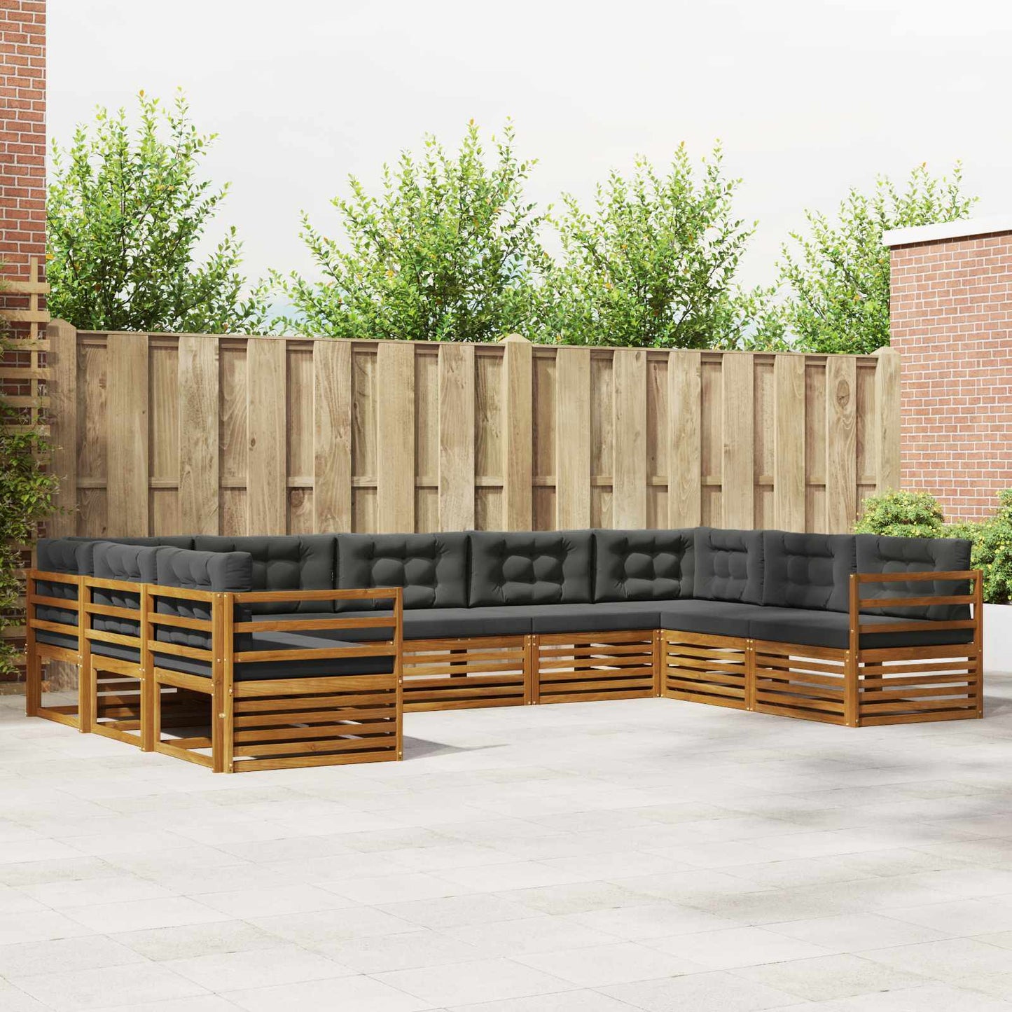 Outdoor-Sofagarnitur 9 stk. Natur und Anthrazit