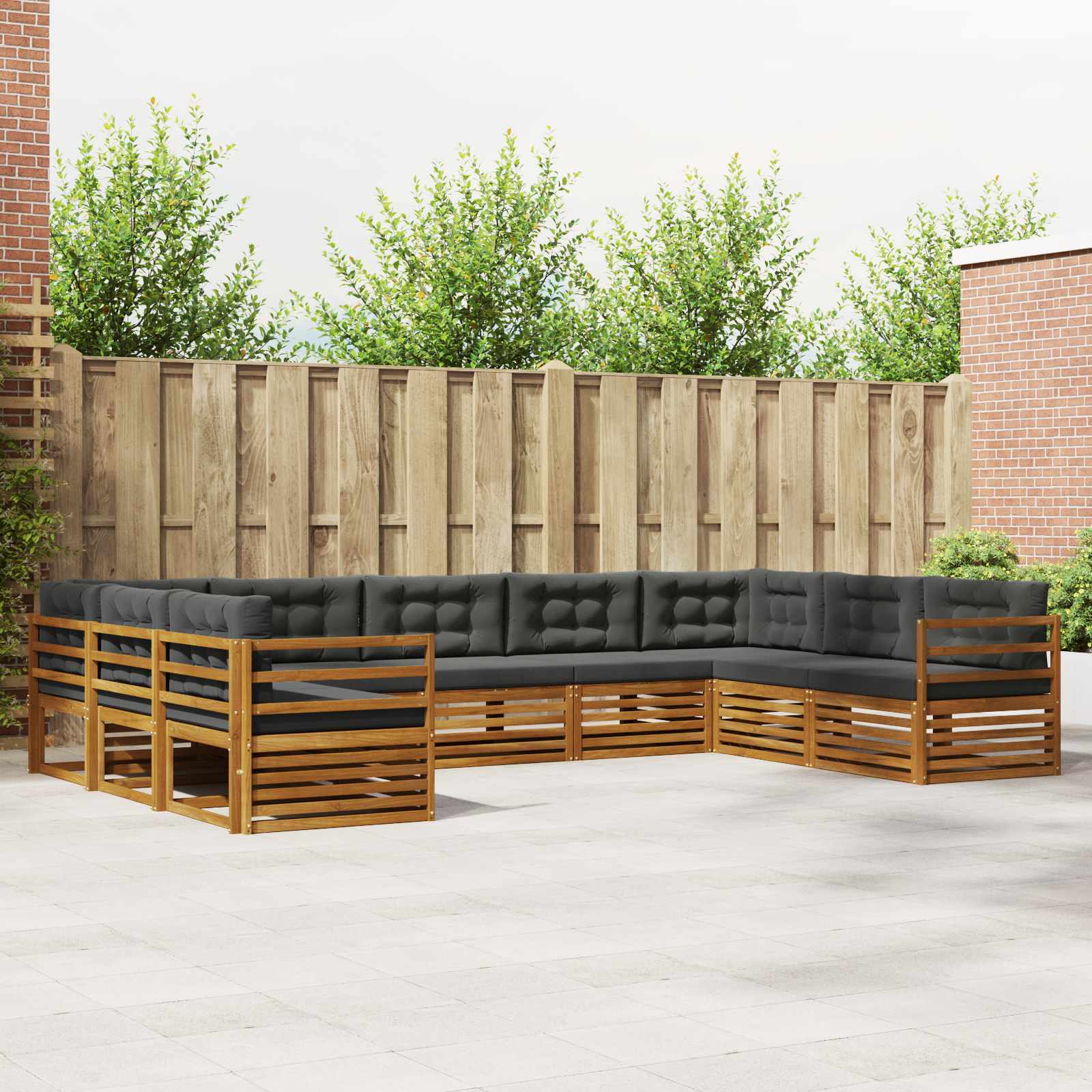 Outdoor-Sofagarnitur 9 stk. Natur und Anthrazit