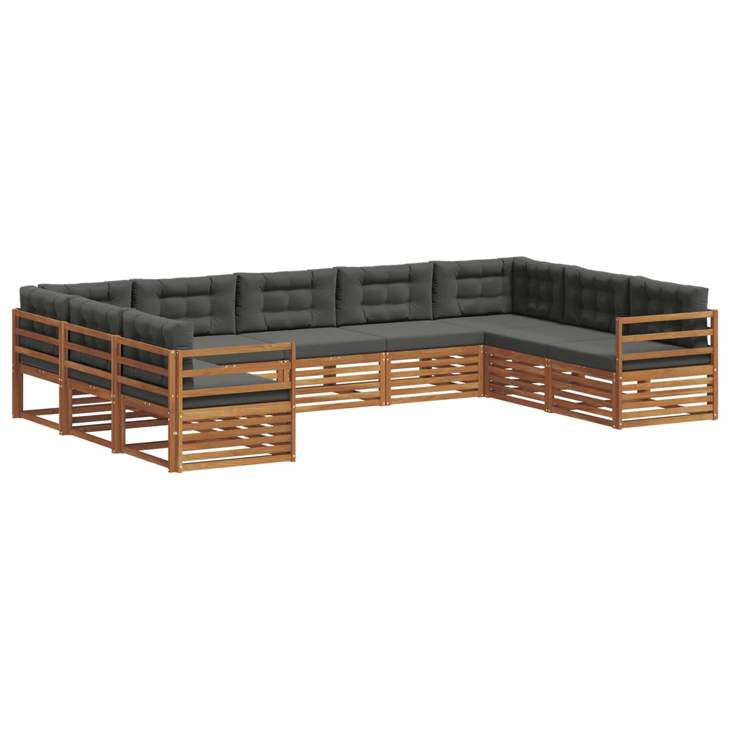 Outdoor-Sofagarnitur 9 stk. Natur und Anthrazit