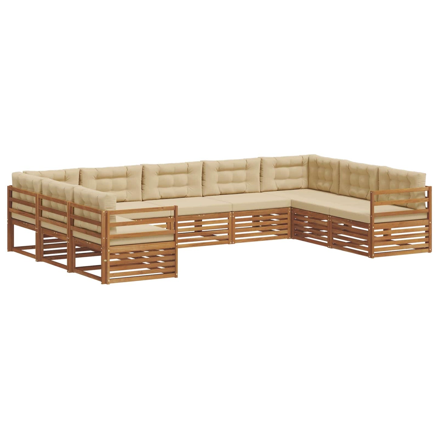 Outdoor-Sofagarnitur 9 stk. Natur und Beige Massivholz Akazie