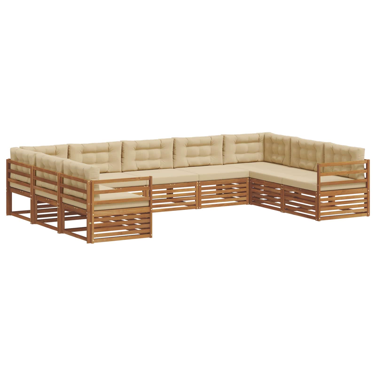 Outdoor-Sofagarnitur 9 stk. Natur und Beige Massivholz Akazie