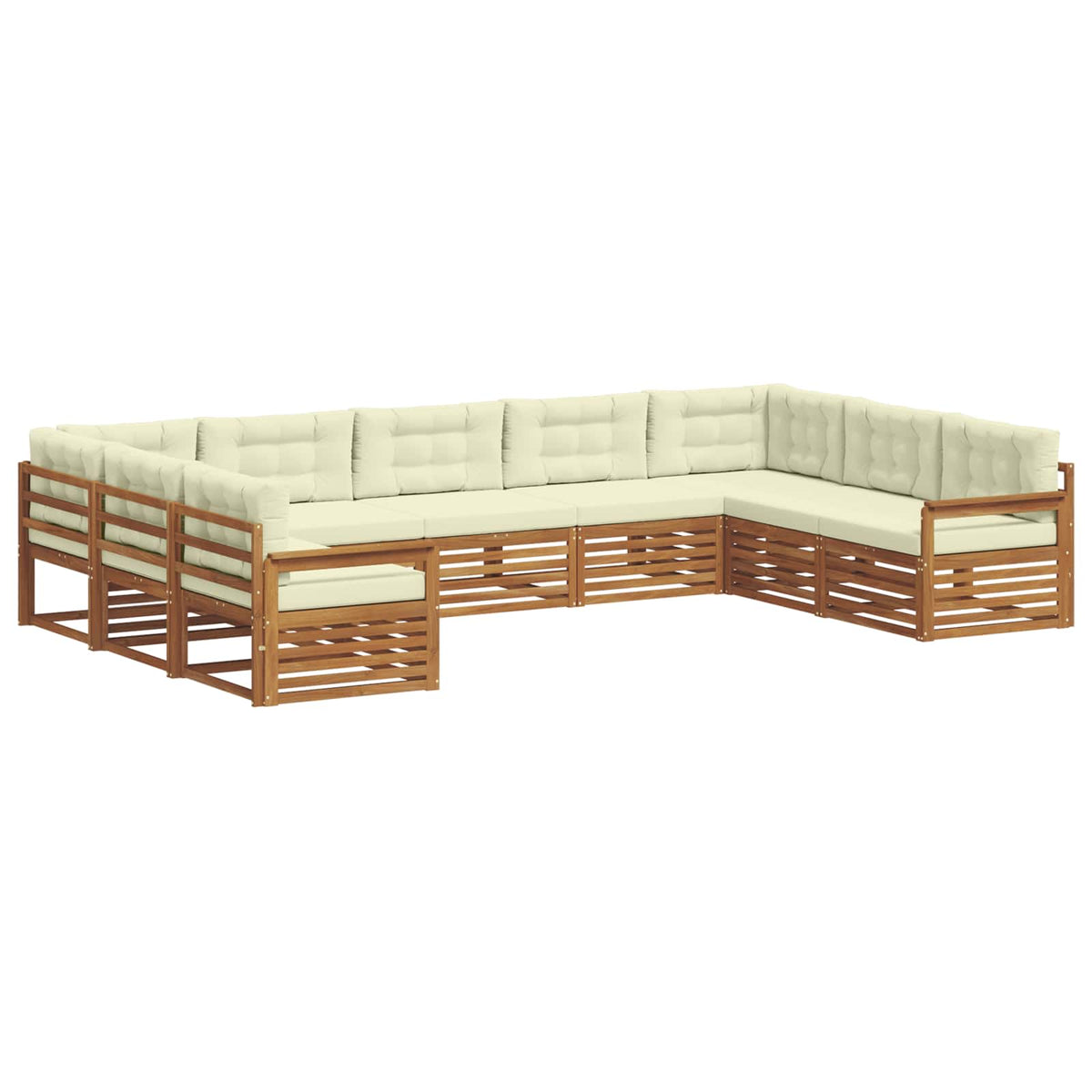 Outdoor-Sofagarnitur 9 stk. Natur und Creme Massivholz Akazie
