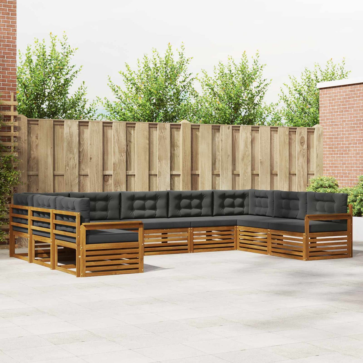 Outdoor-Sofagarnitur 9 stk. Natur und Anthrazit