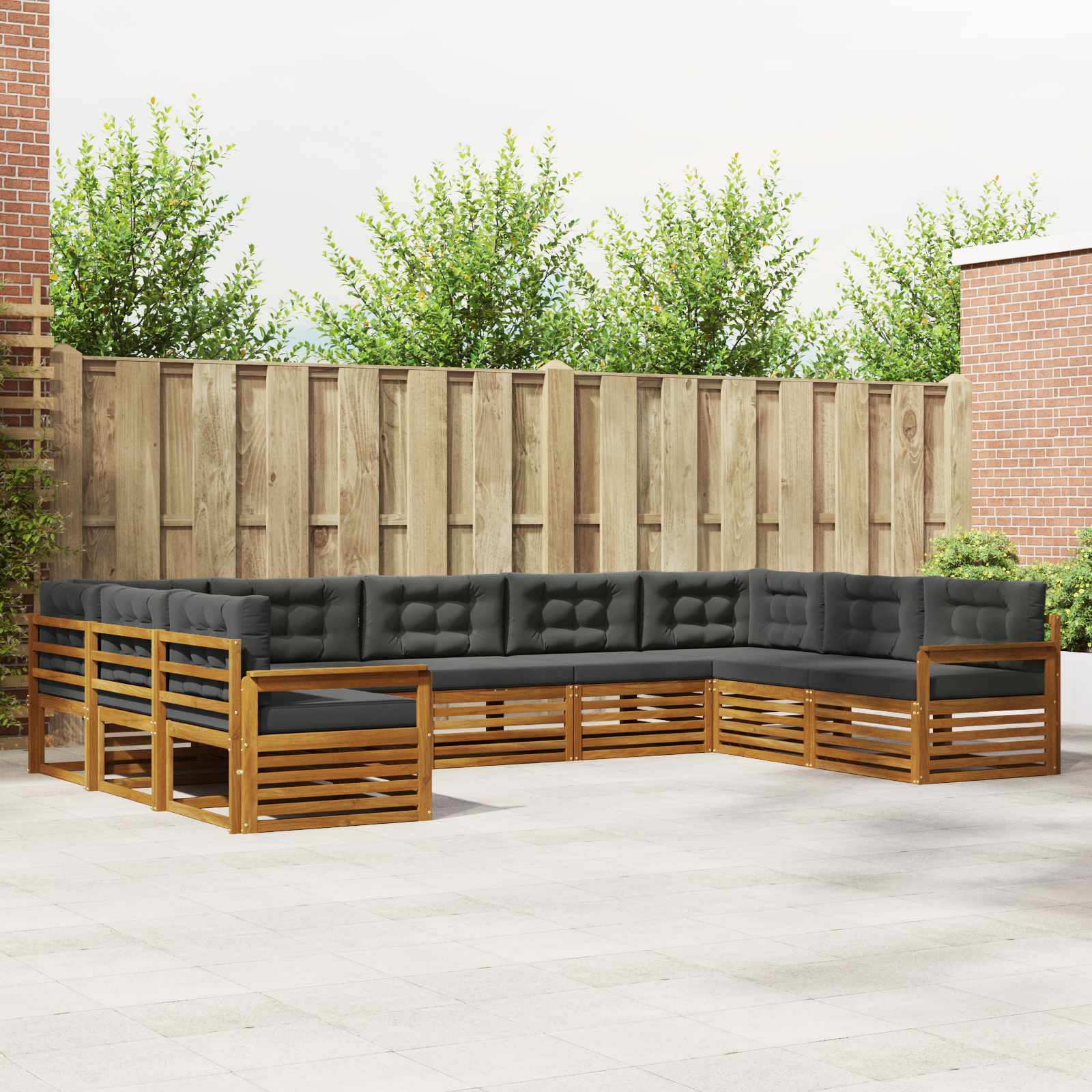 Outdoor-Sofagarnitur 9 stk. Natur und Anthrazit