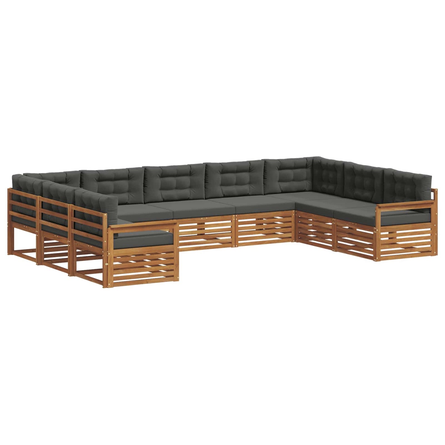Outdoor-Sofagarnitur 9 stk. Natur und Anthrazit