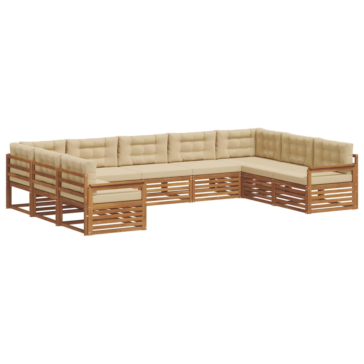 Outdoor-Sofagarnitur 9 stk. Natur und Beige Massivholz Akazie