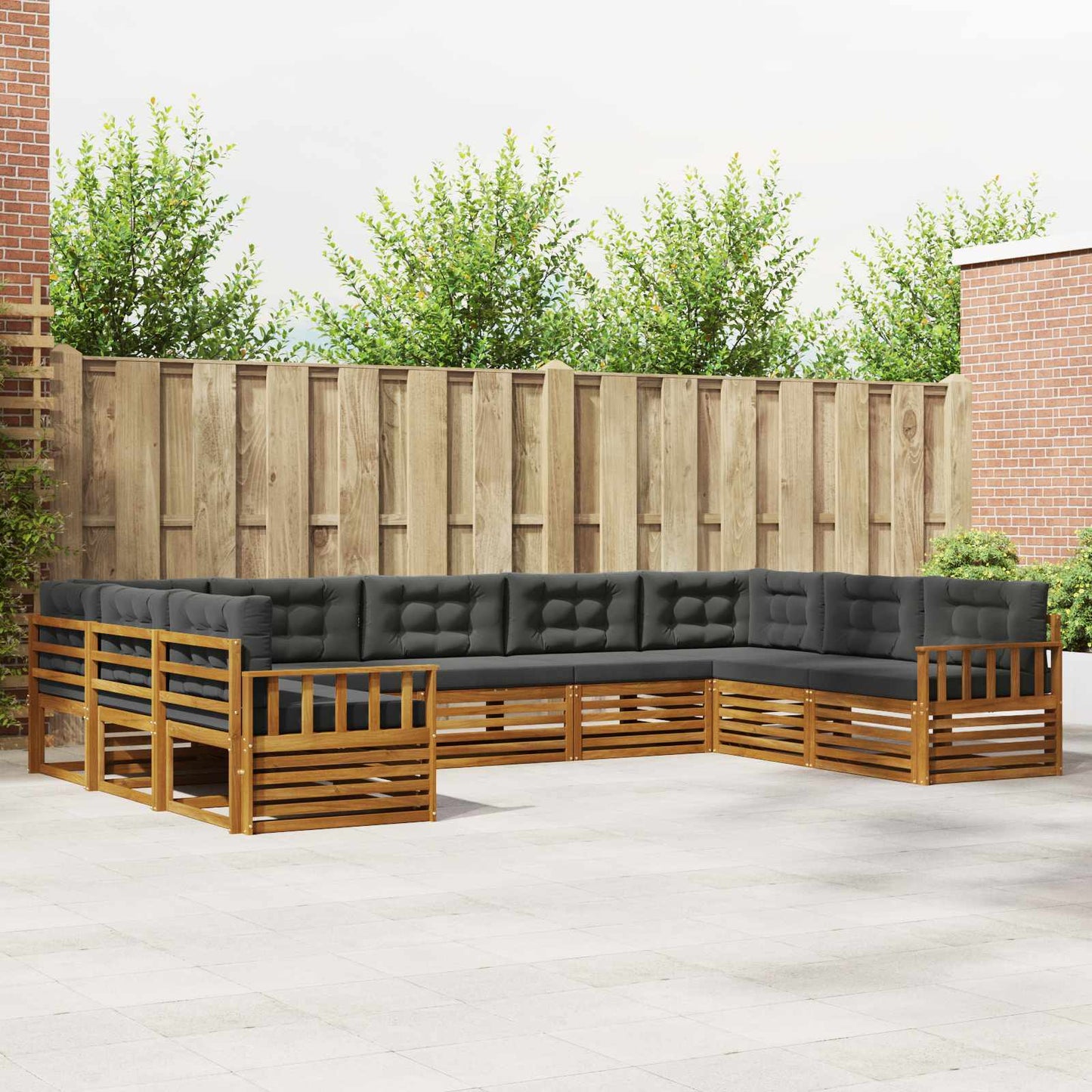 Outdoor-Sofagarnitur 9 stk. Natur und Anthrazit