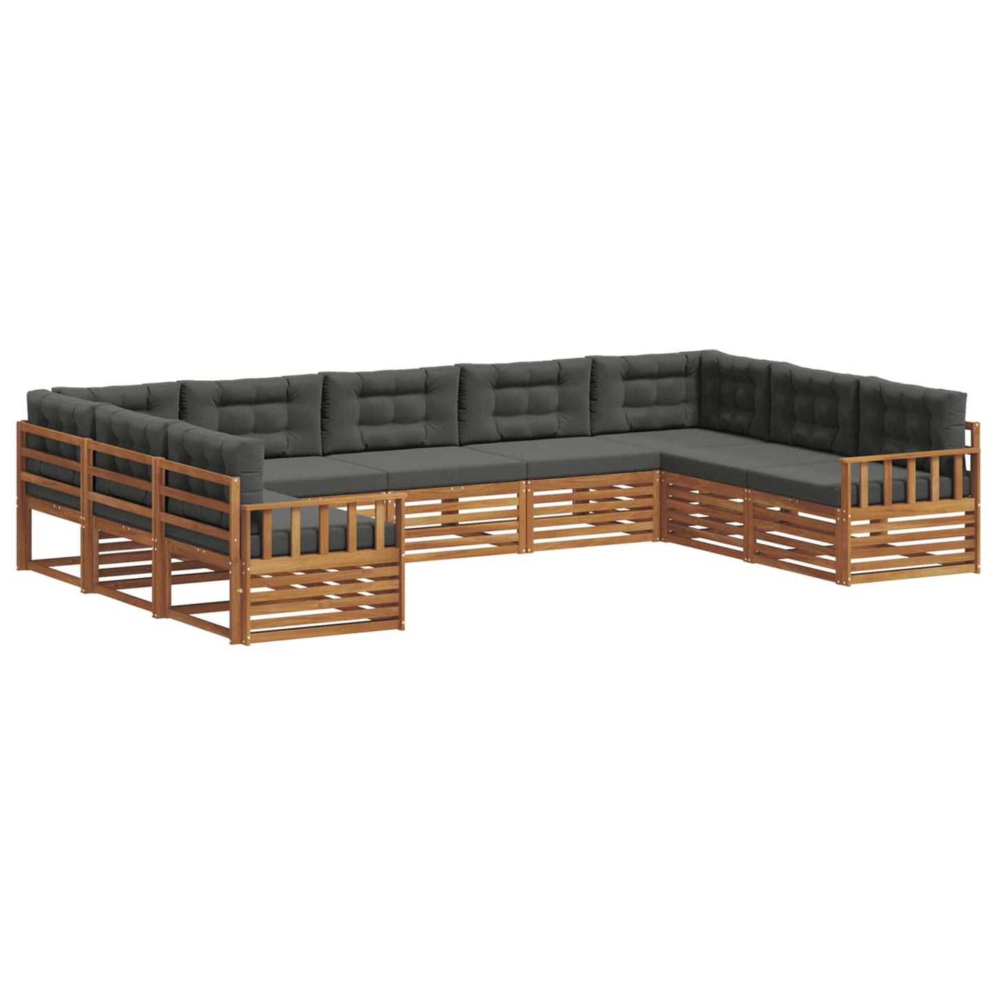 Outdoor-Sofagarnitur 9 stk. Natur und Anthrazit