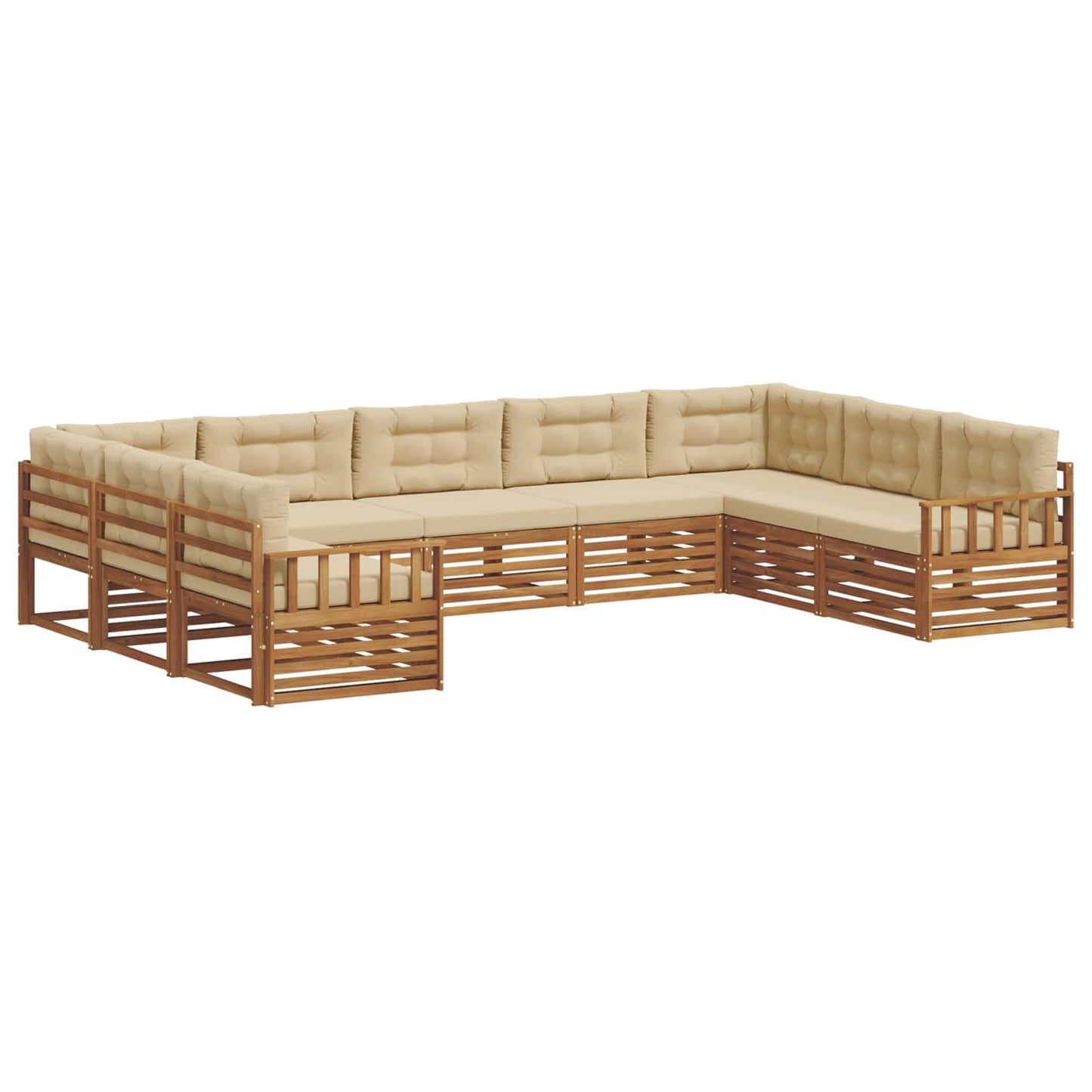 Outdoor-Sofagarnitur 9 stk. Natur und Beige Massivholz Akazie
