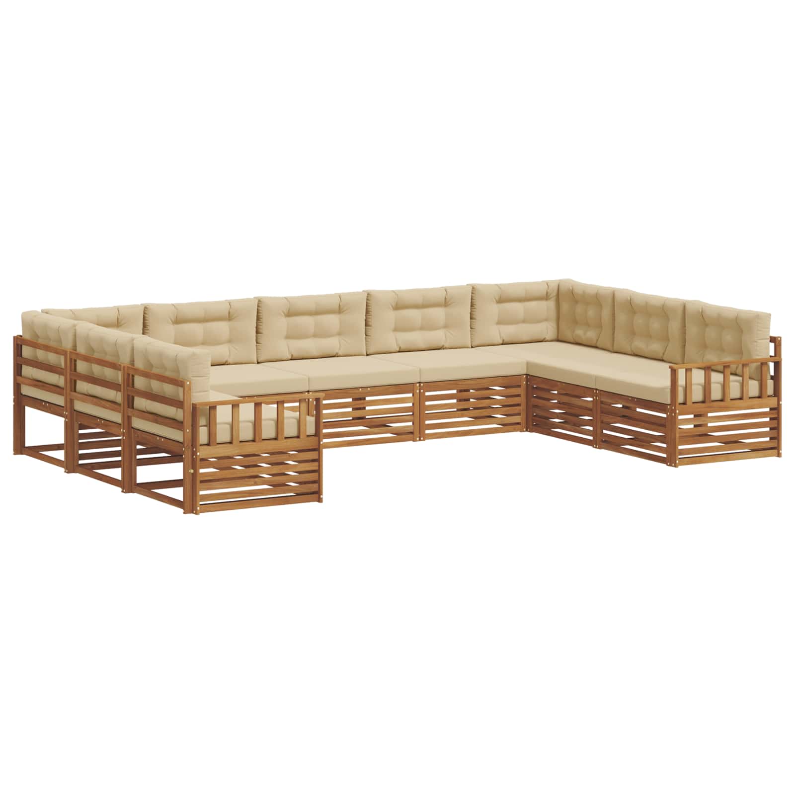 Outdoor-Sofagarnitur 9 stk. Natur und Beige Massivholz Akazie