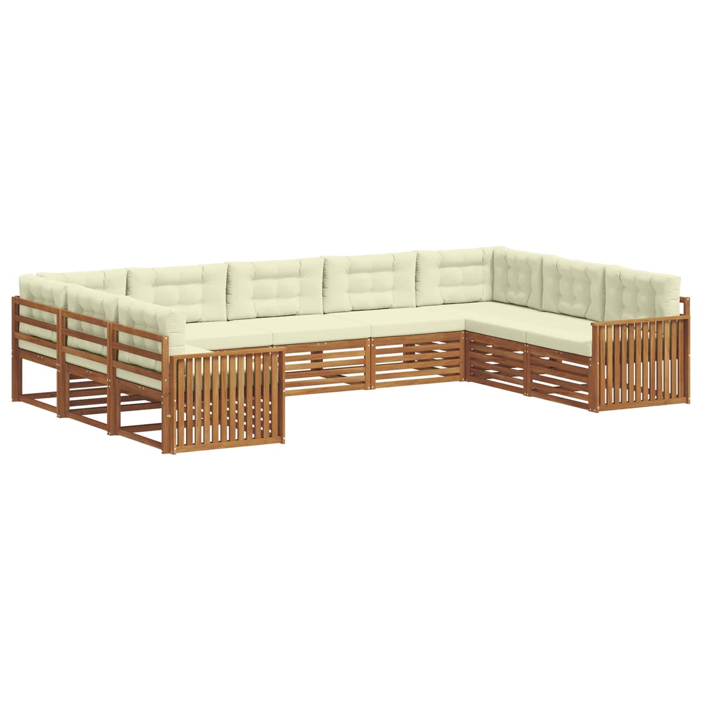 Outdoor-Sofagarnitur 9 pcs Natur und Creme Massivholz Akazie