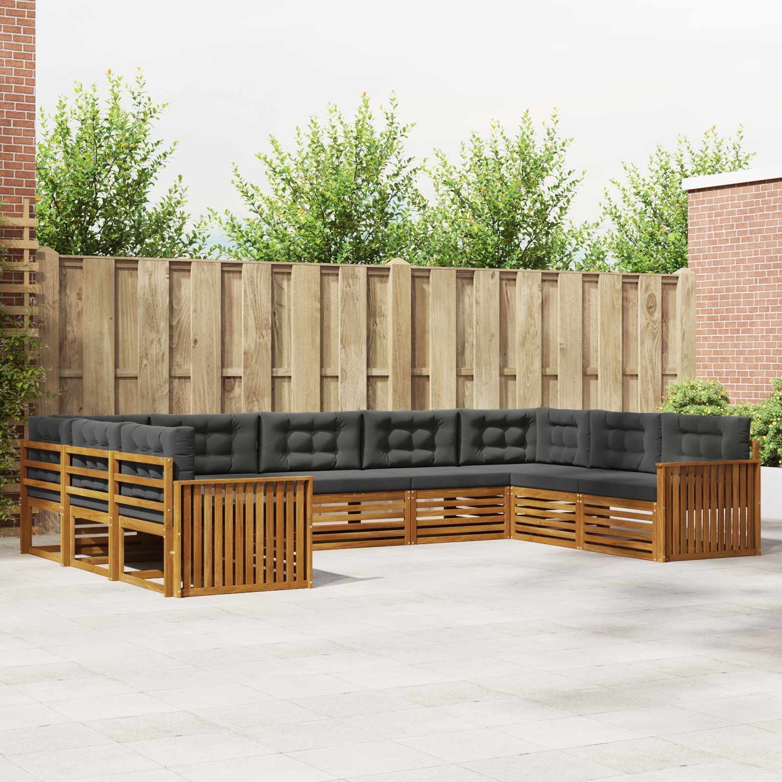 Outdoor-Sofagarnitur 9 stk. Natur und Anthrazit