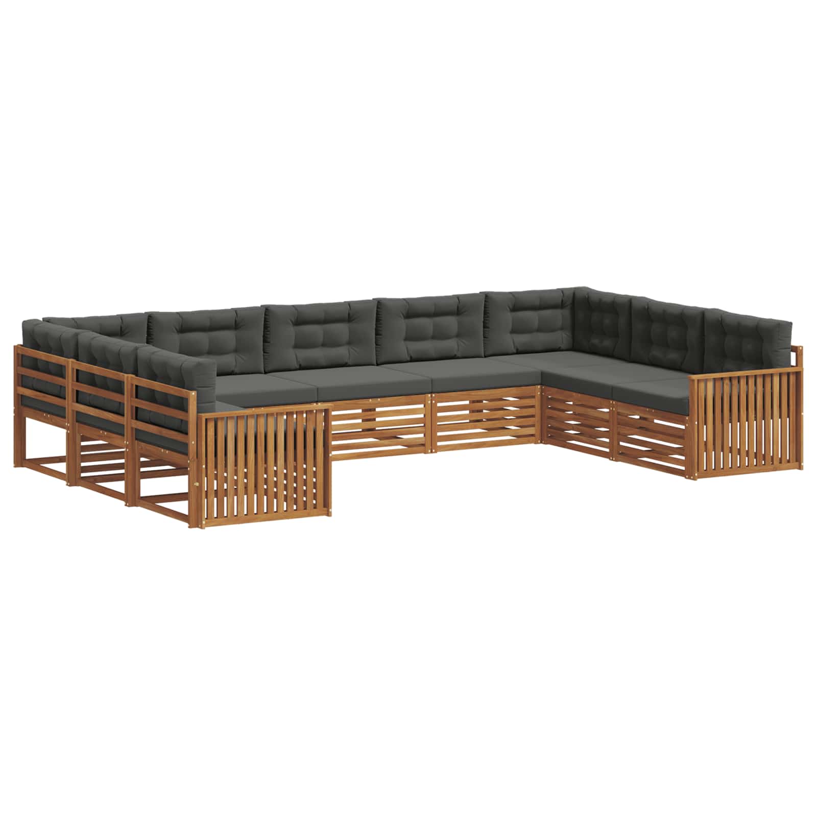 Outdoor-Sofagarnitur 9 stk. Natur und Anthrazit