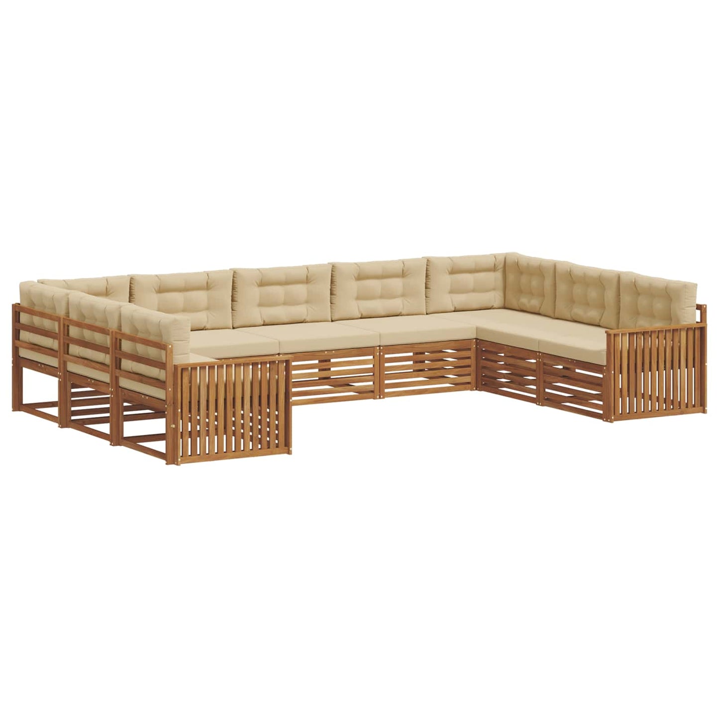 Outdoor-Sofagarnitur 9 stk. Natur und Beige Massivholz Akazie