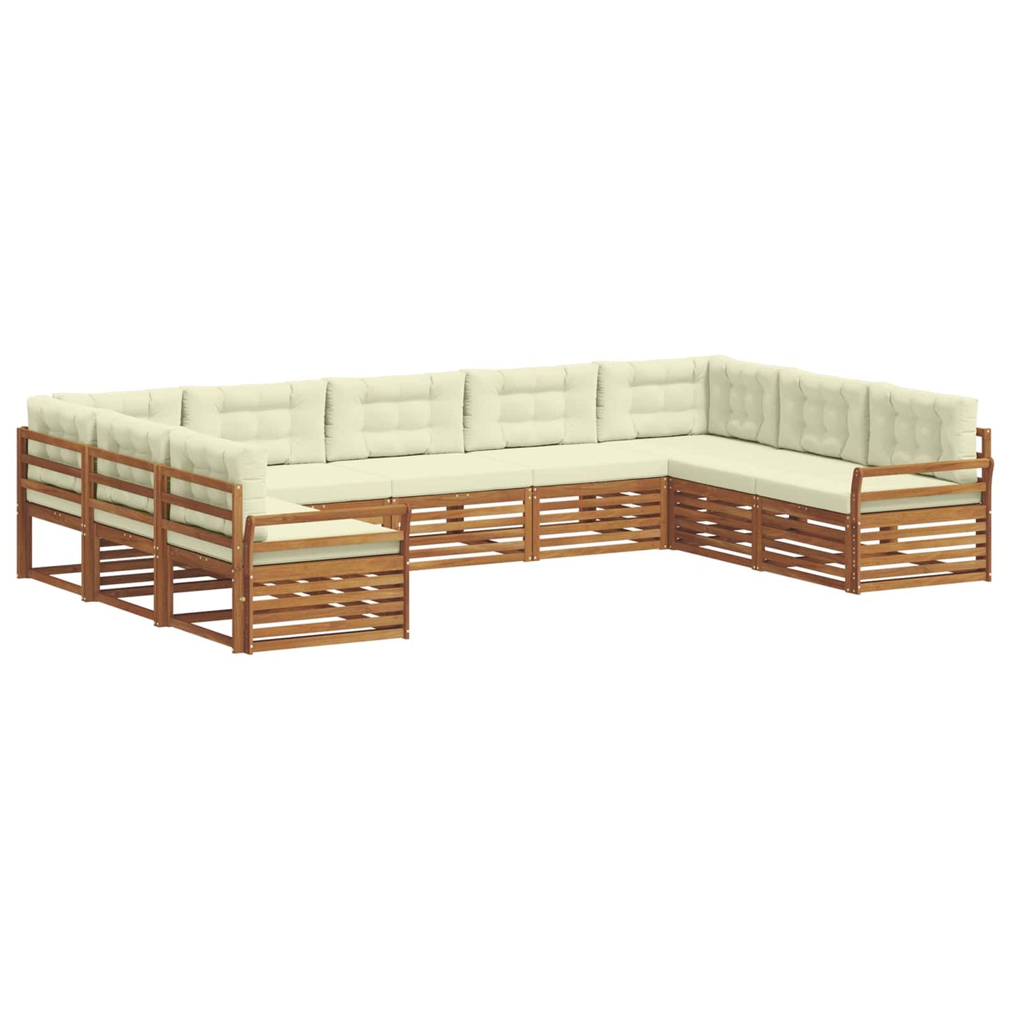 Outdoor-Sofagarnitur 9 pcs Natur und Creme Massivholz Akazie