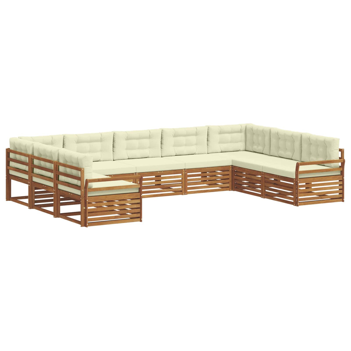 Outdoor-Sofagarnitur 9 stk. Natur und Creme Massivholz Akazie