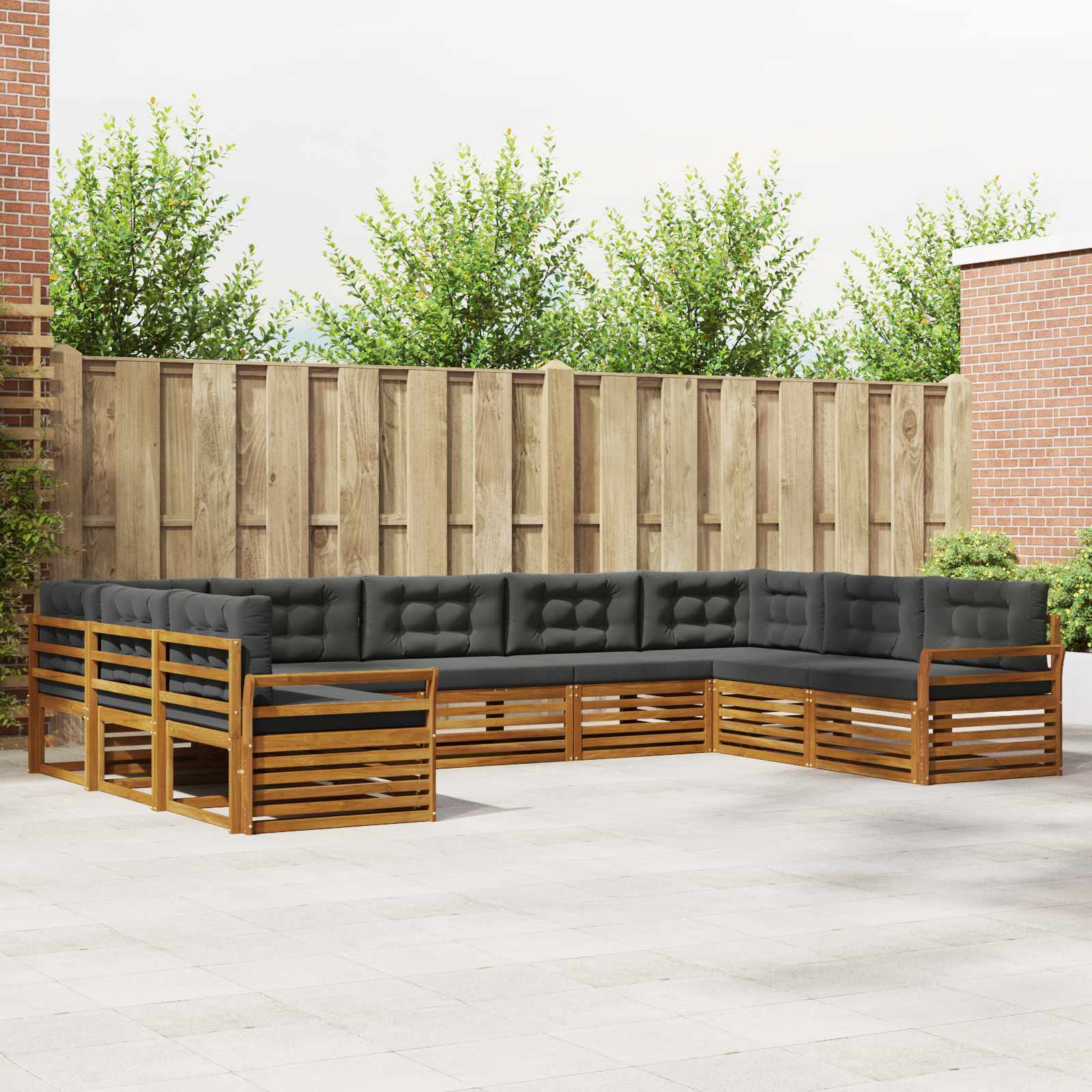 Outdoor-Sofagarnitur 9 stk. Natur und Anthrazit