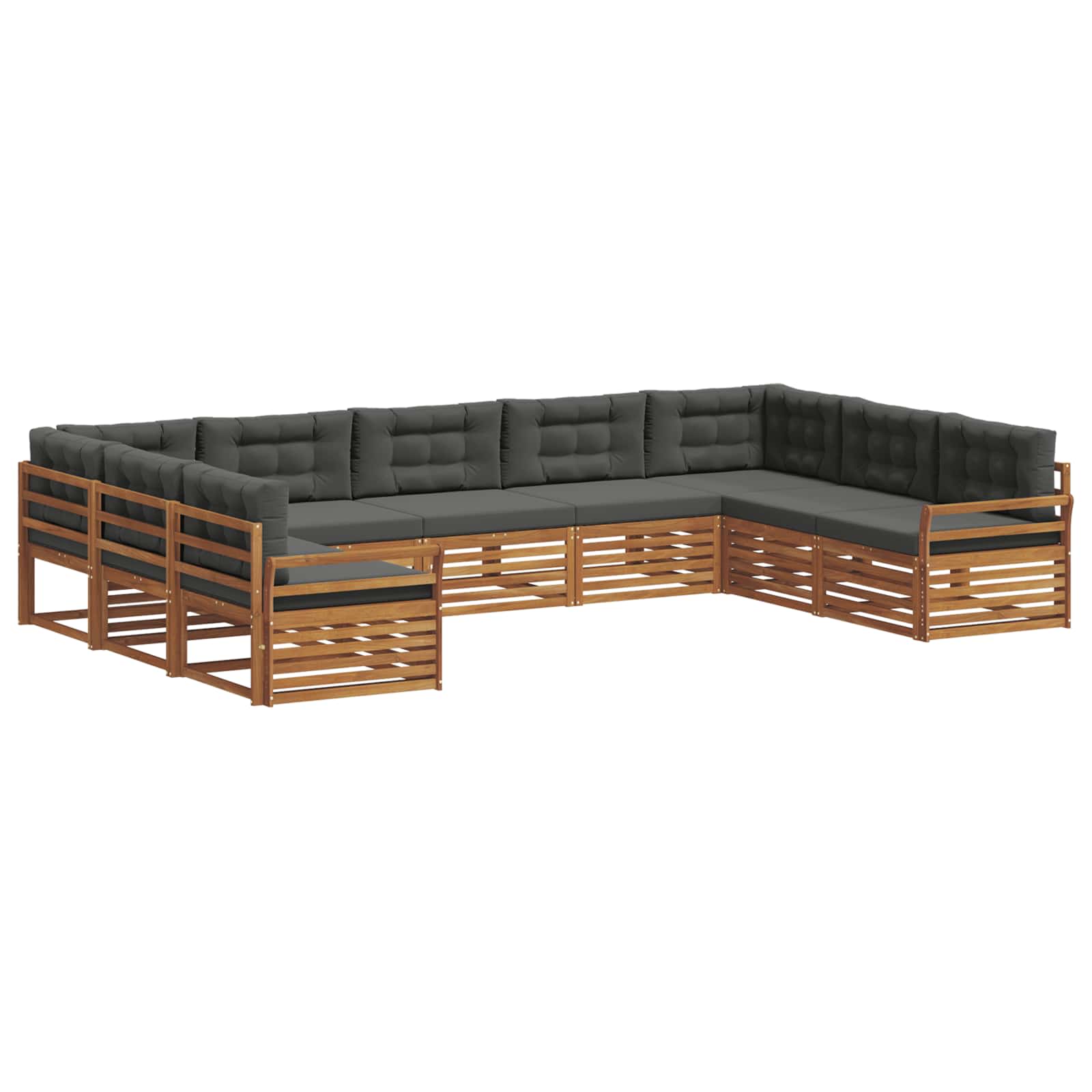 Outdoor-Sofagarnitur mit Kissen 9 pcs Natur und Anthrazit