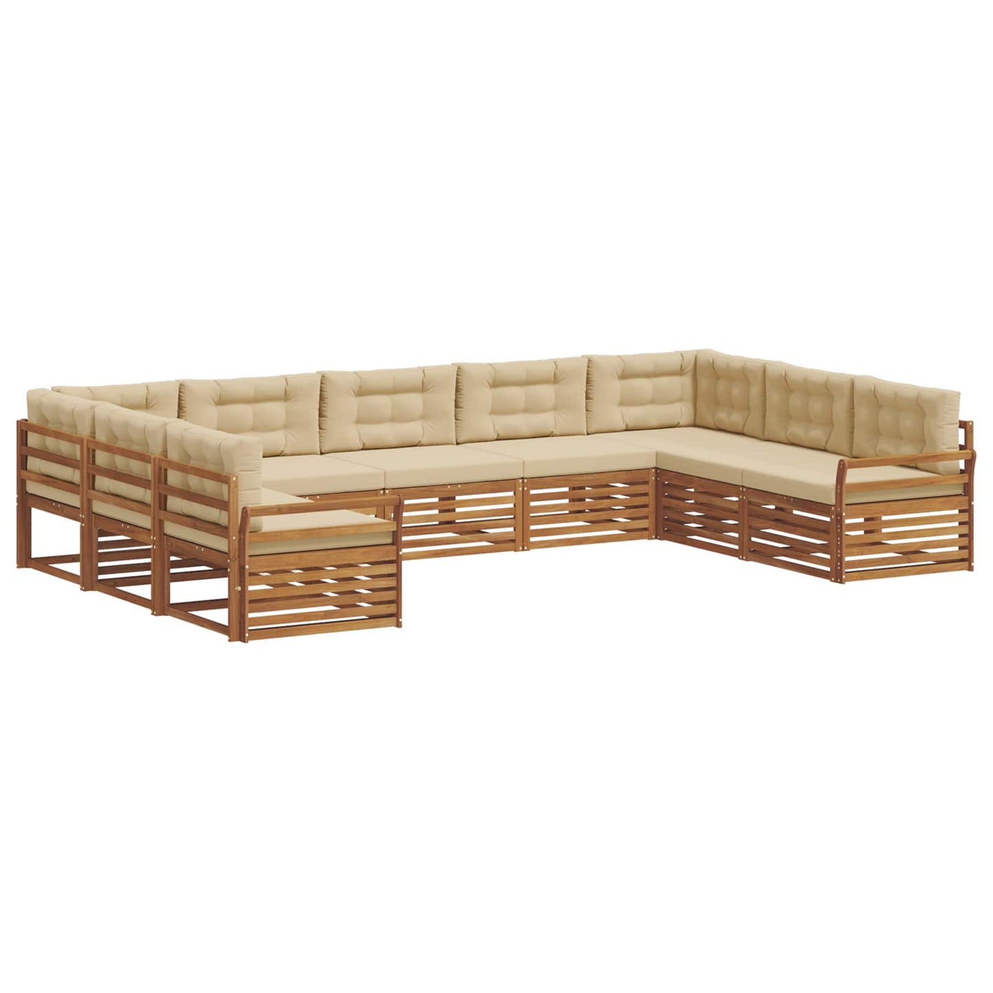 Outdoor-Sofagarnitur 9 stk. Natur und Beige Massivholz Akazie