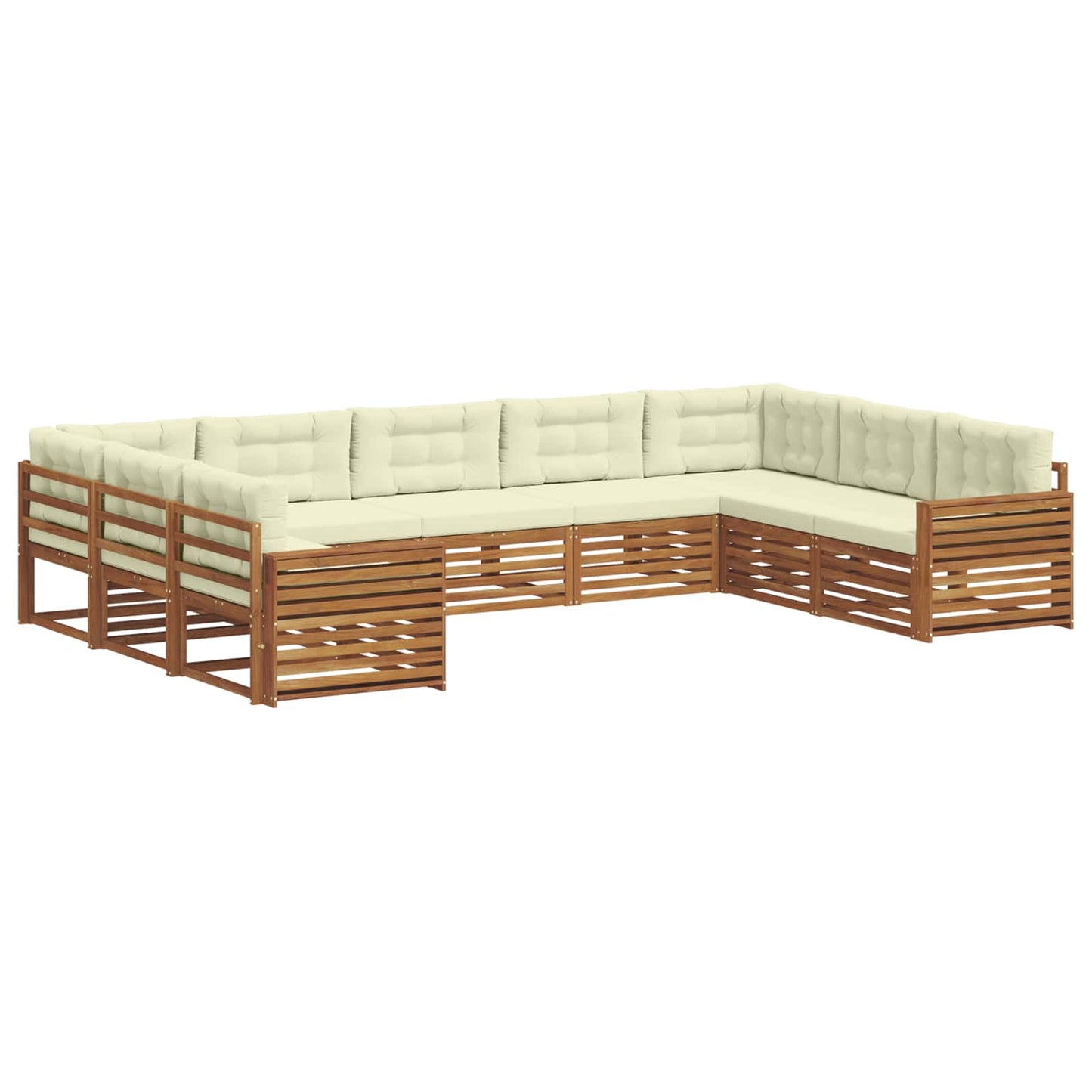 Outdoor-Sofagarnitur 9 stk. Natur und Creme Massivholz Akazie