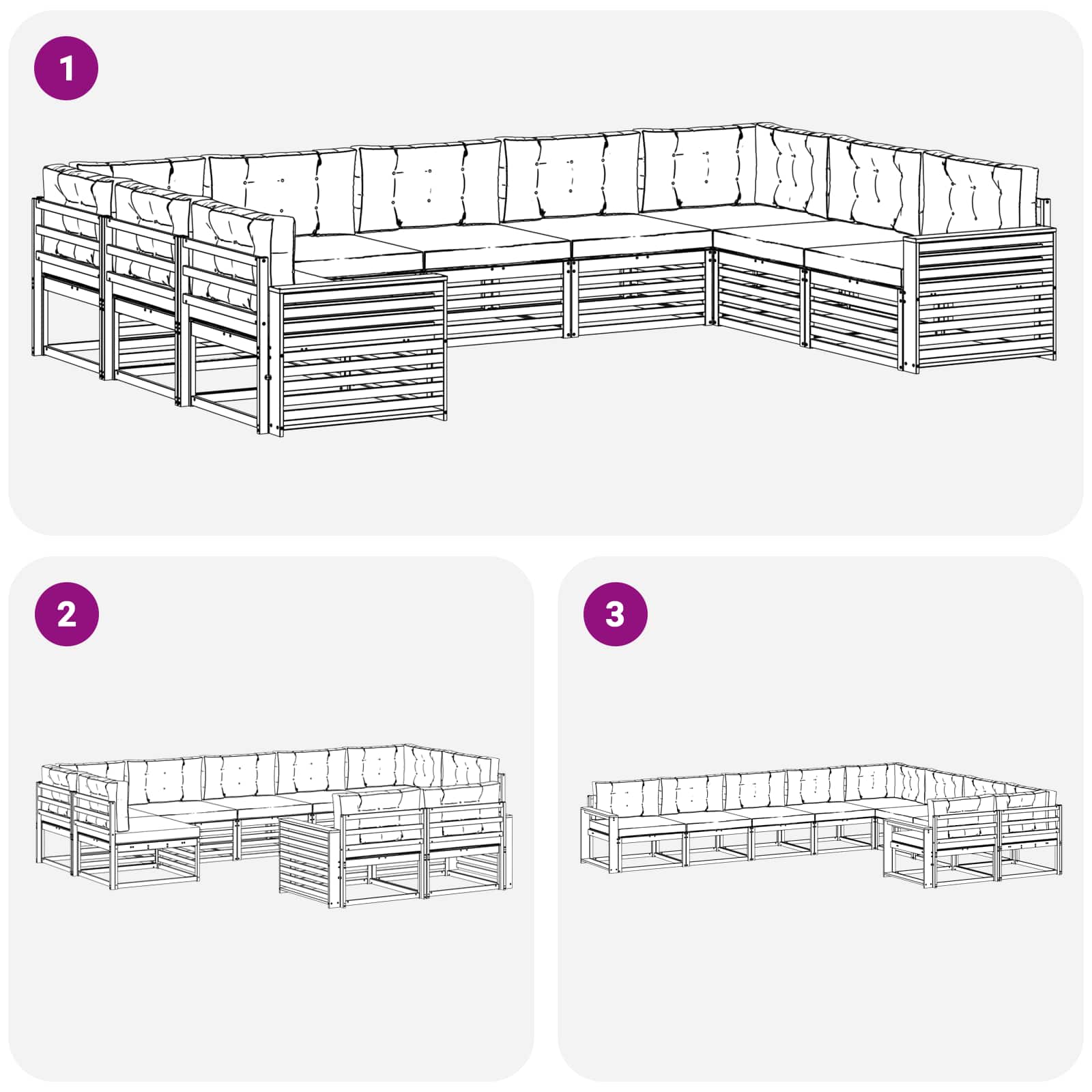Outdoor-Sofagarnitur 9 stk. Natur und Creme Massivholz Akazie