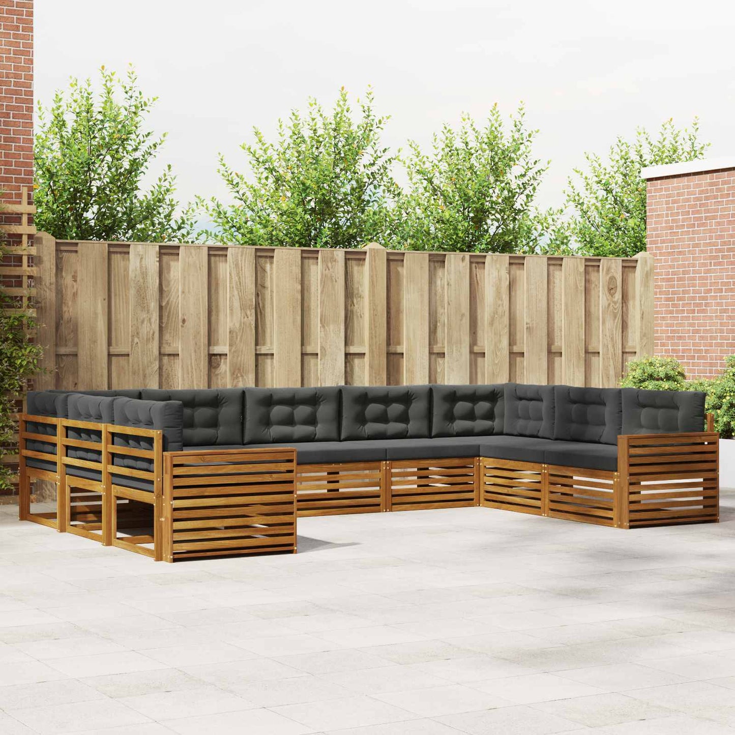 Outdoor-Sofagarnitur 9 stk. Natur und Anthrazit