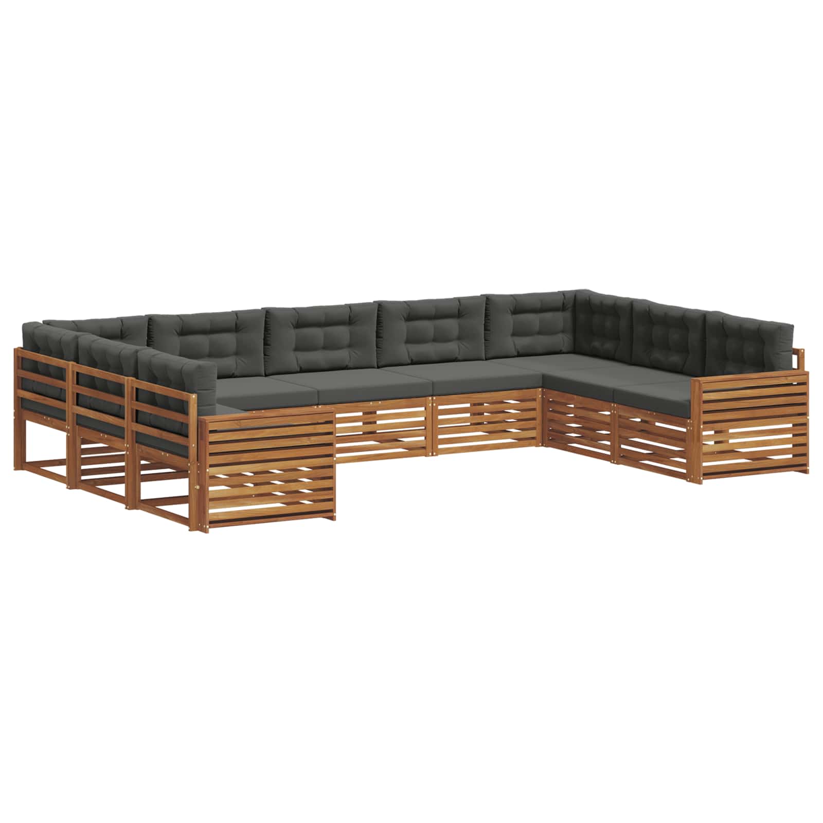 Outdoor-Sofagarnitur 9 stk. Natur und Anthrazit