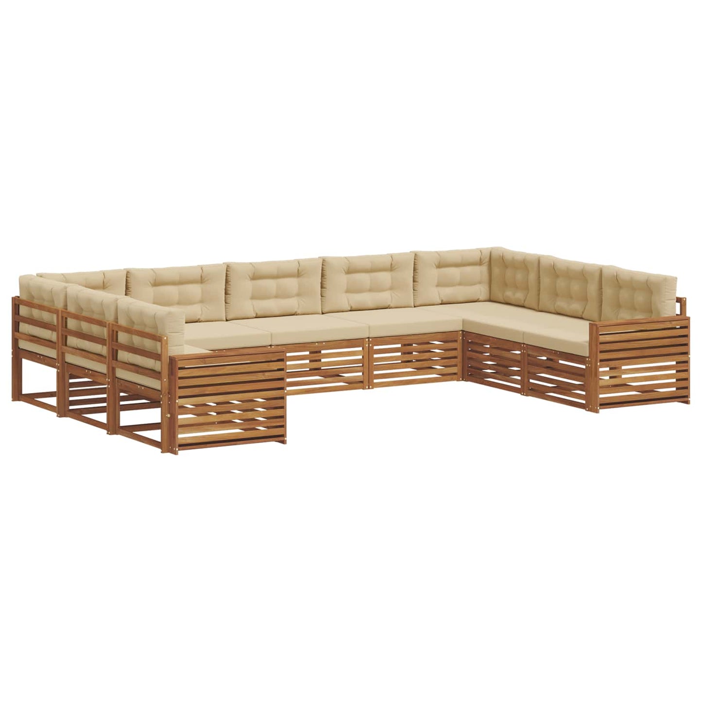 Outdoor-Sofagarnitur 9 pcs Natur und Beige Massivholz Akazie