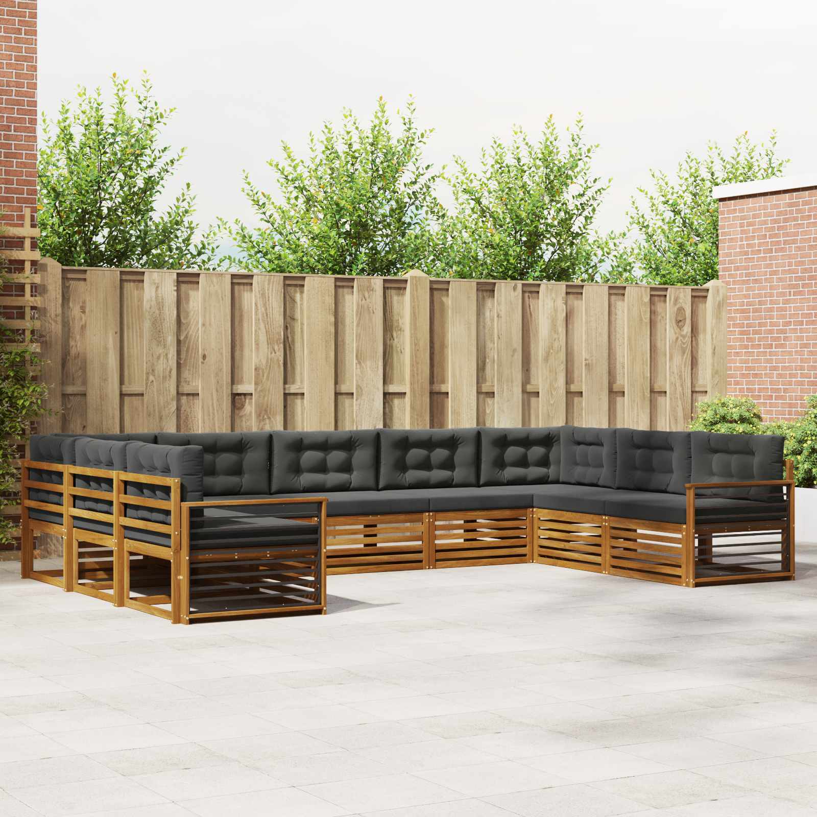 Outdoor-Sofagarnitur 9 stk. Natur und Anthrazit