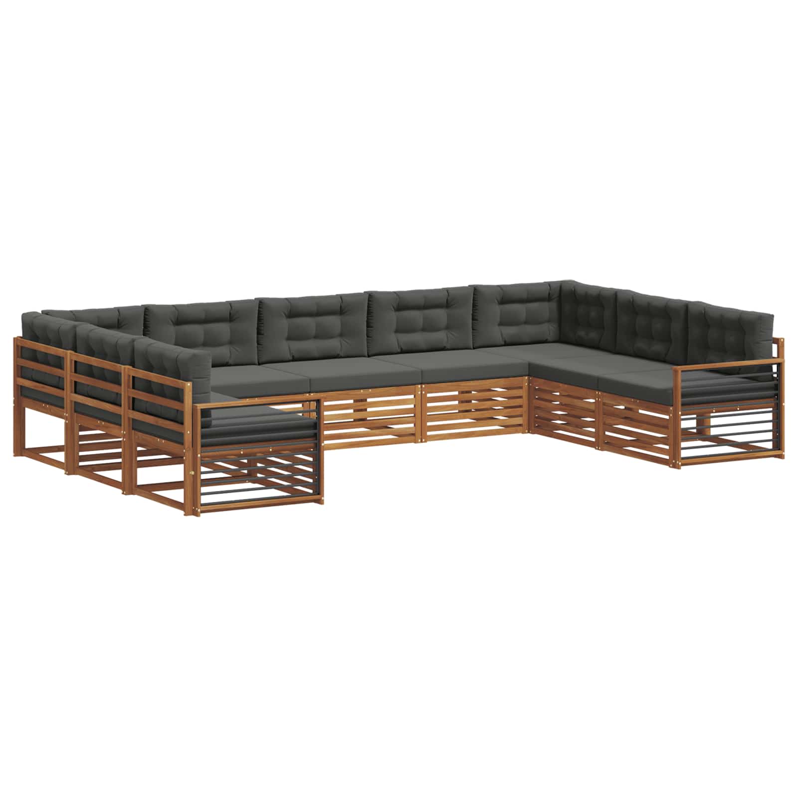Outdoor-Sofagarnitur 9 stk. Natur und Anthrazit