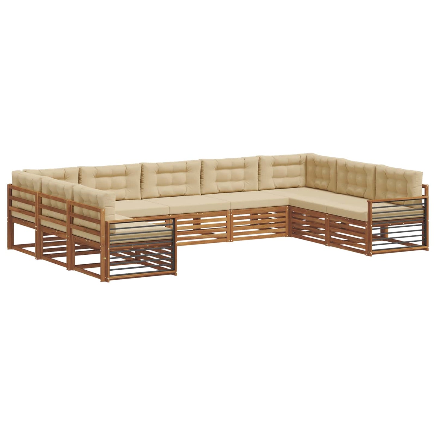 Outdoor-Sofagarnitur 9 pcs Natur und Beige Massivholz Akazie