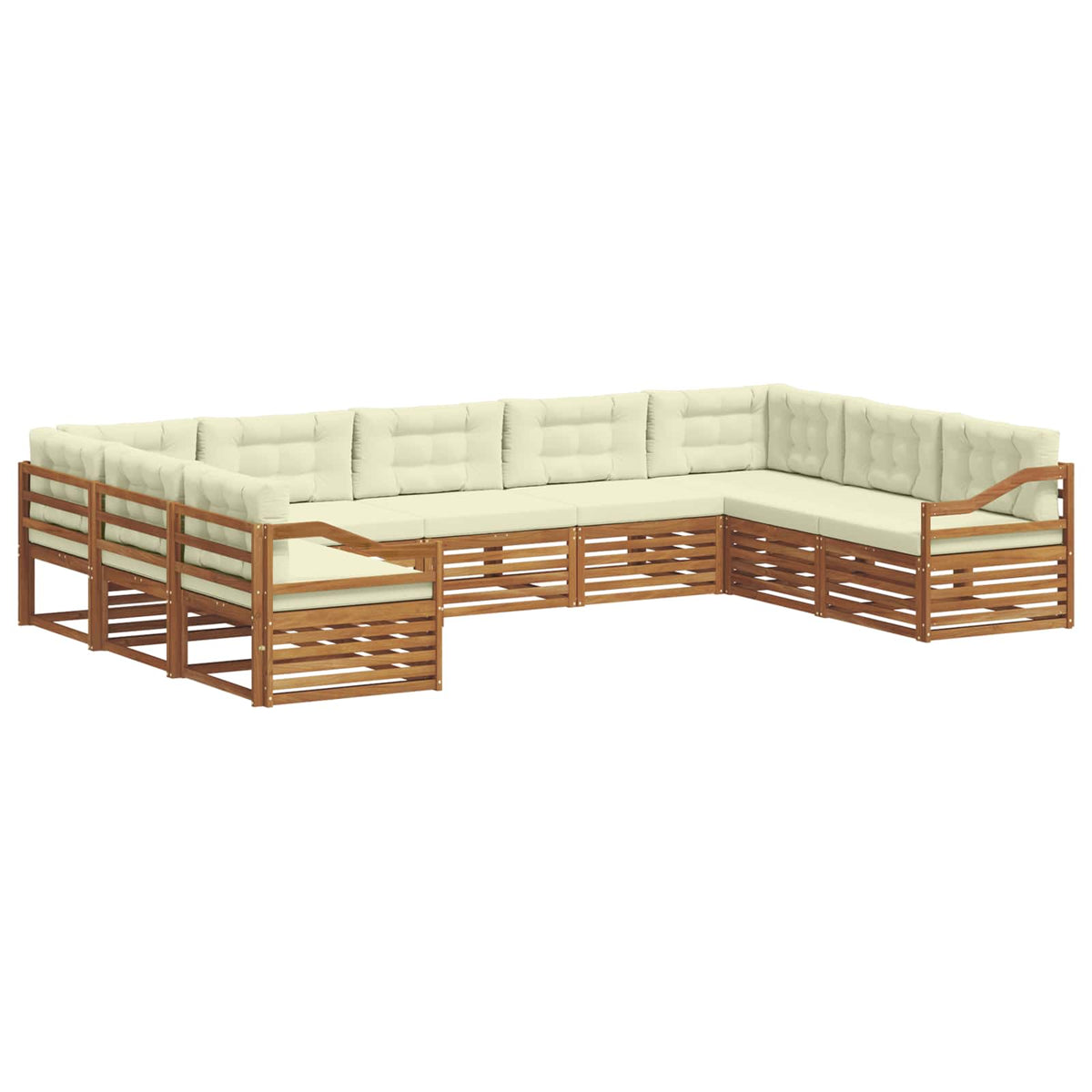 Outdoor-Sofagarnitur 9 stk. Natur und Creme Massivholz Akazie
