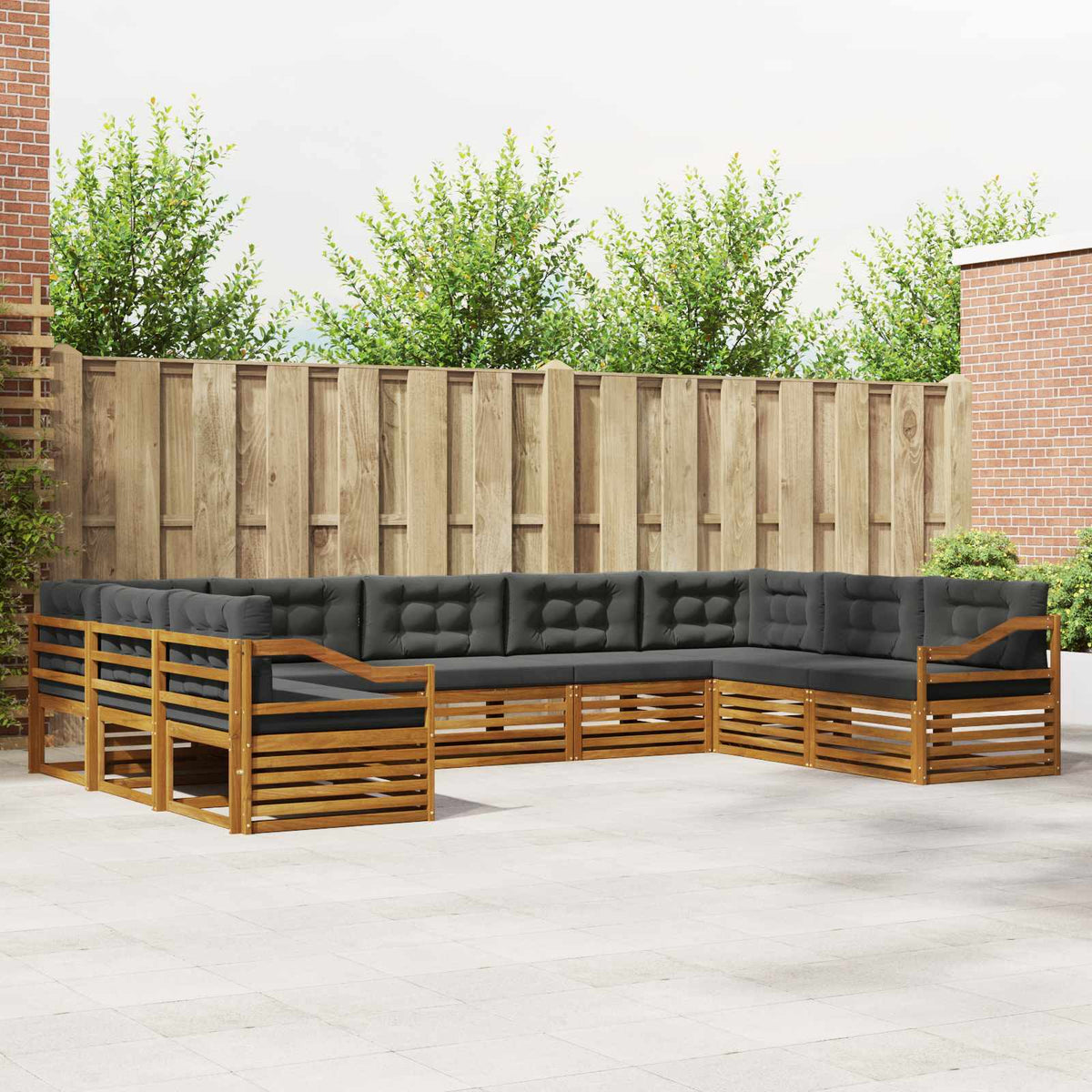 Outdoor-Sofagarnitur 9 stk. Natur und Anthrazit
