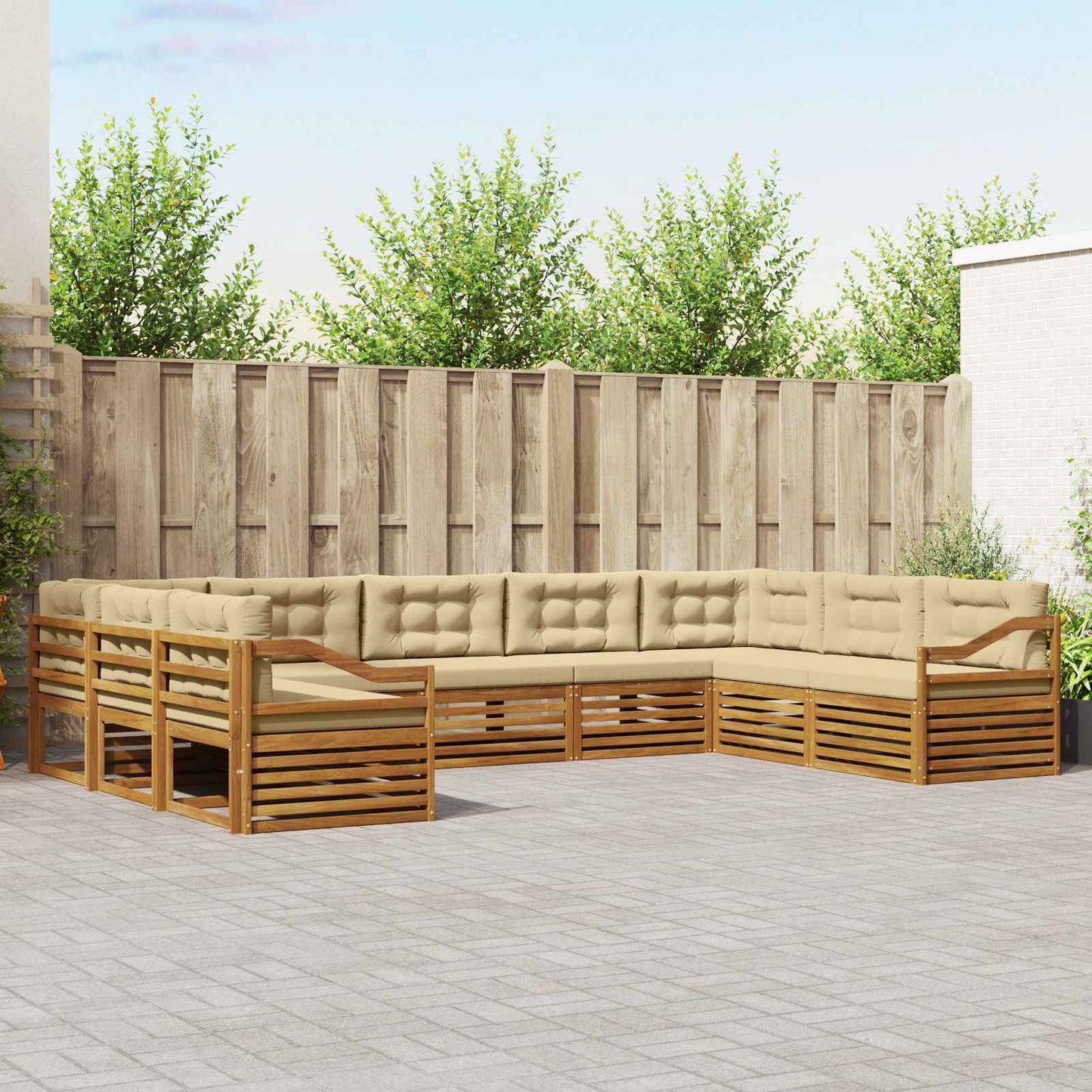 Outdoor-Sofagarnitur 9 pcs Natur und Beige Massivholz Akazie
