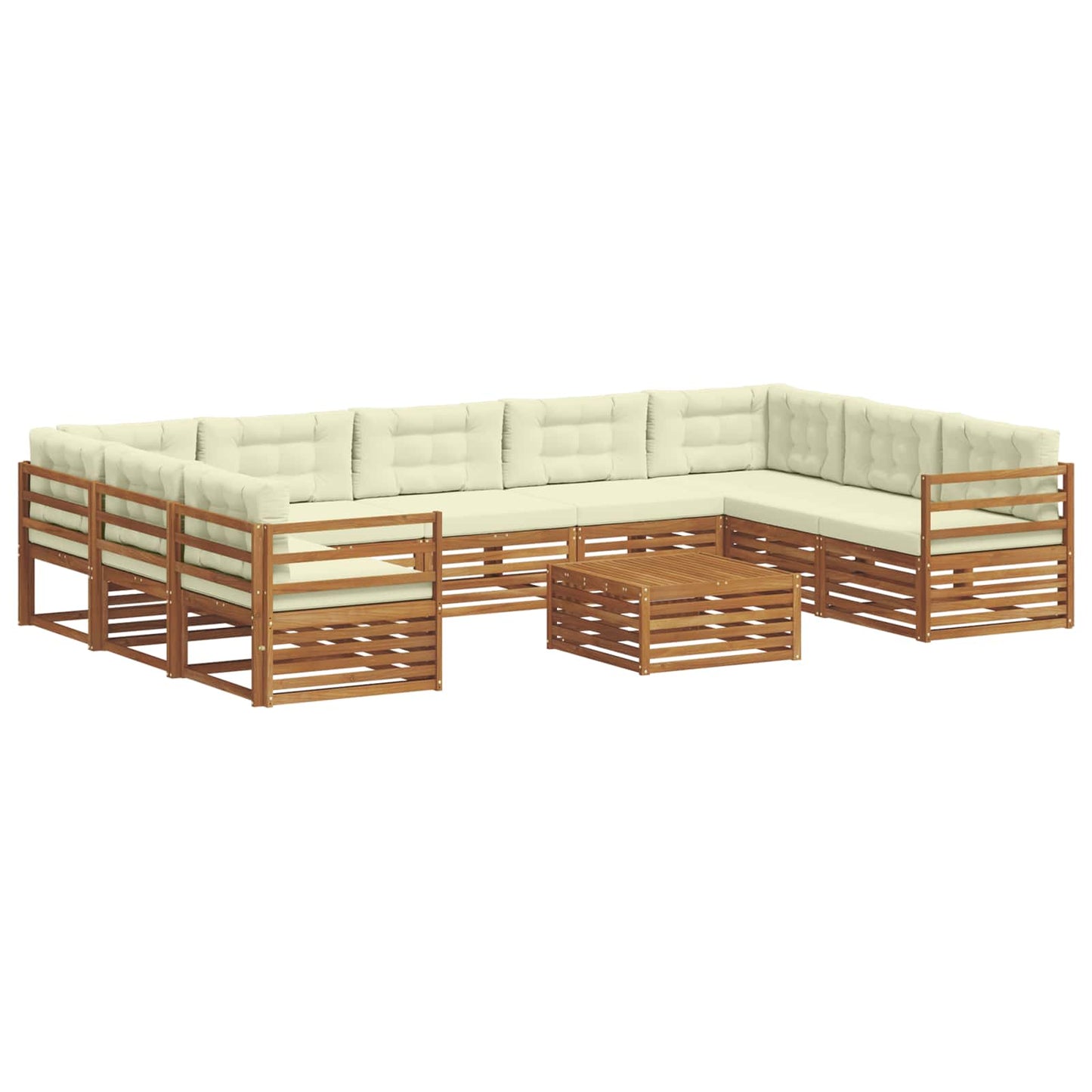 Outdoor-Sofagarnitur 10 pcs Natur und Creme Massivholz Akazie