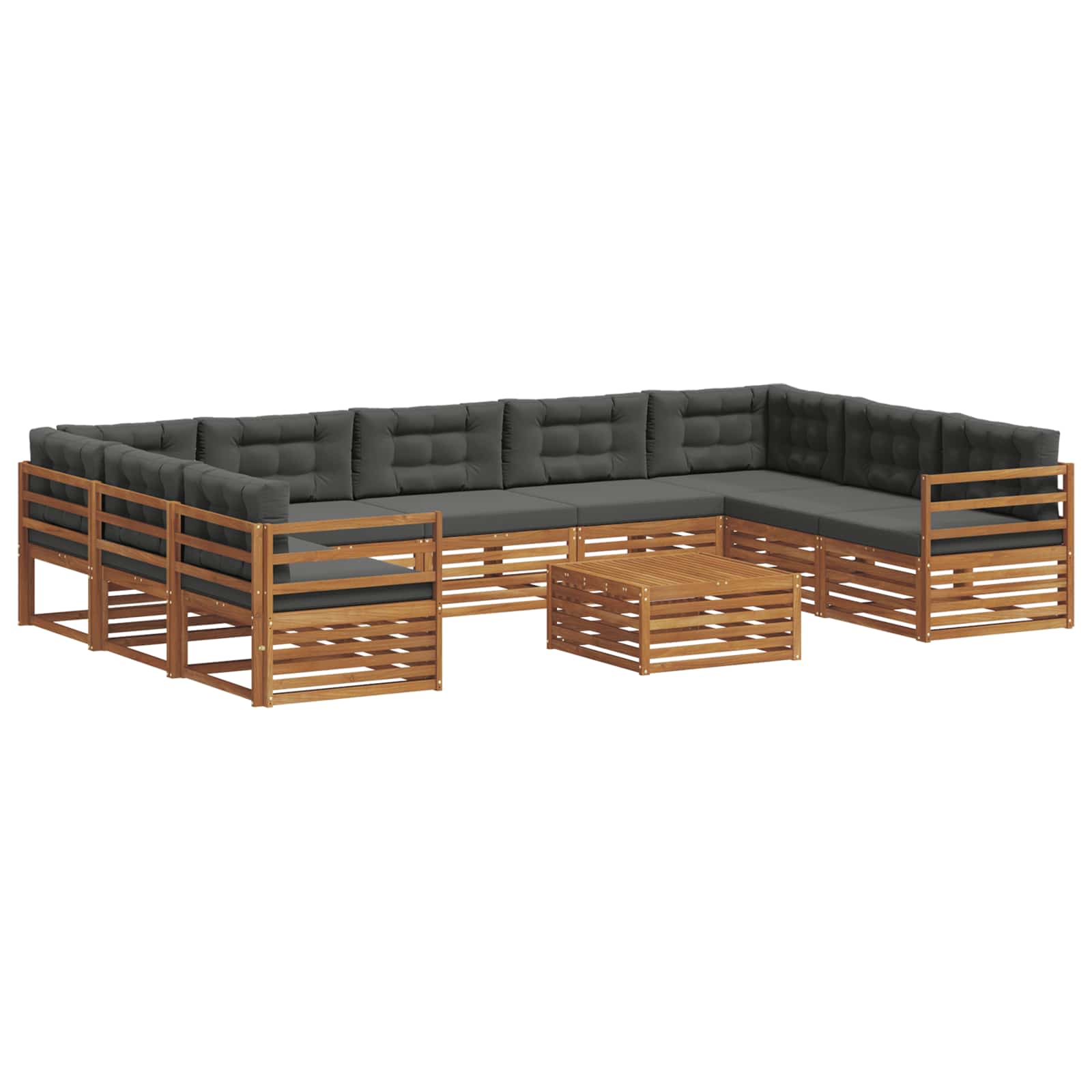 Outdoor-Sofagarnitur 10 stk. Natur und Anthrazit
