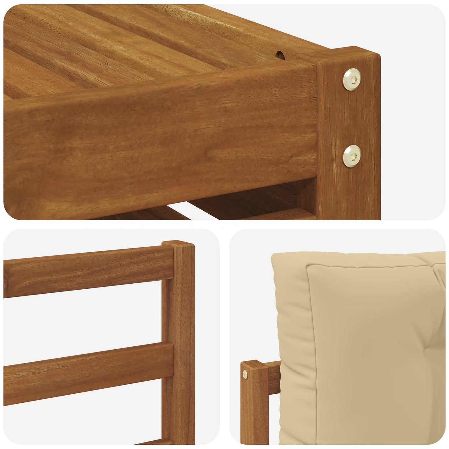 Outdoor-Sofagarnitur 10 stk. Natur und Beige Massivholz Akazie