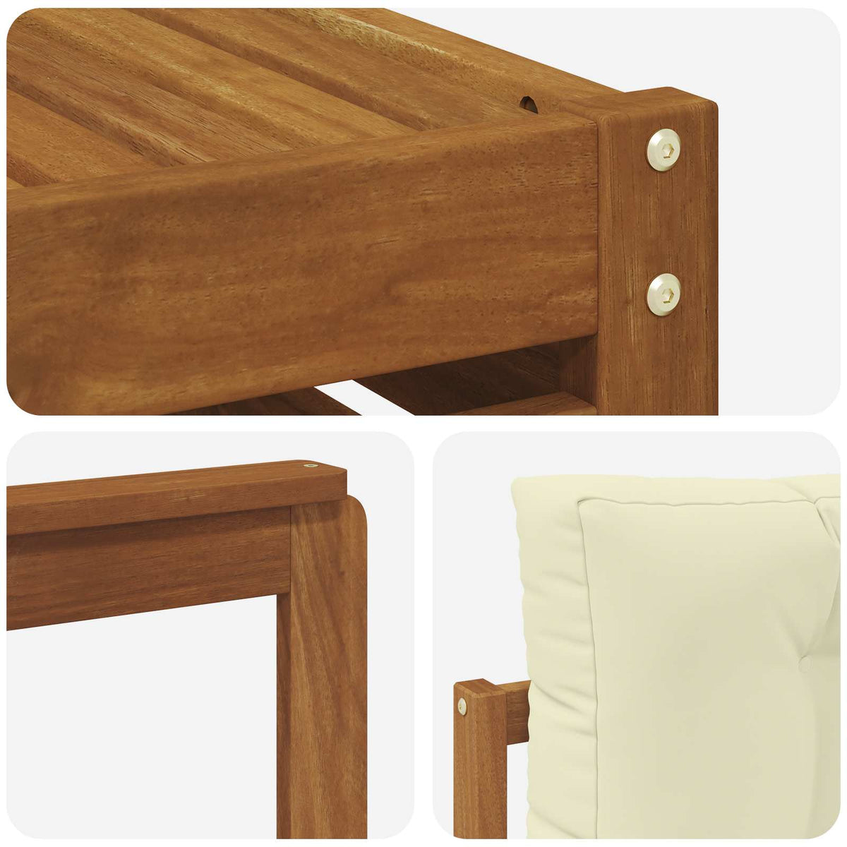 Outdoor-Sofagarnitur 10 stk. Natur und Creme Massivholz Akazie